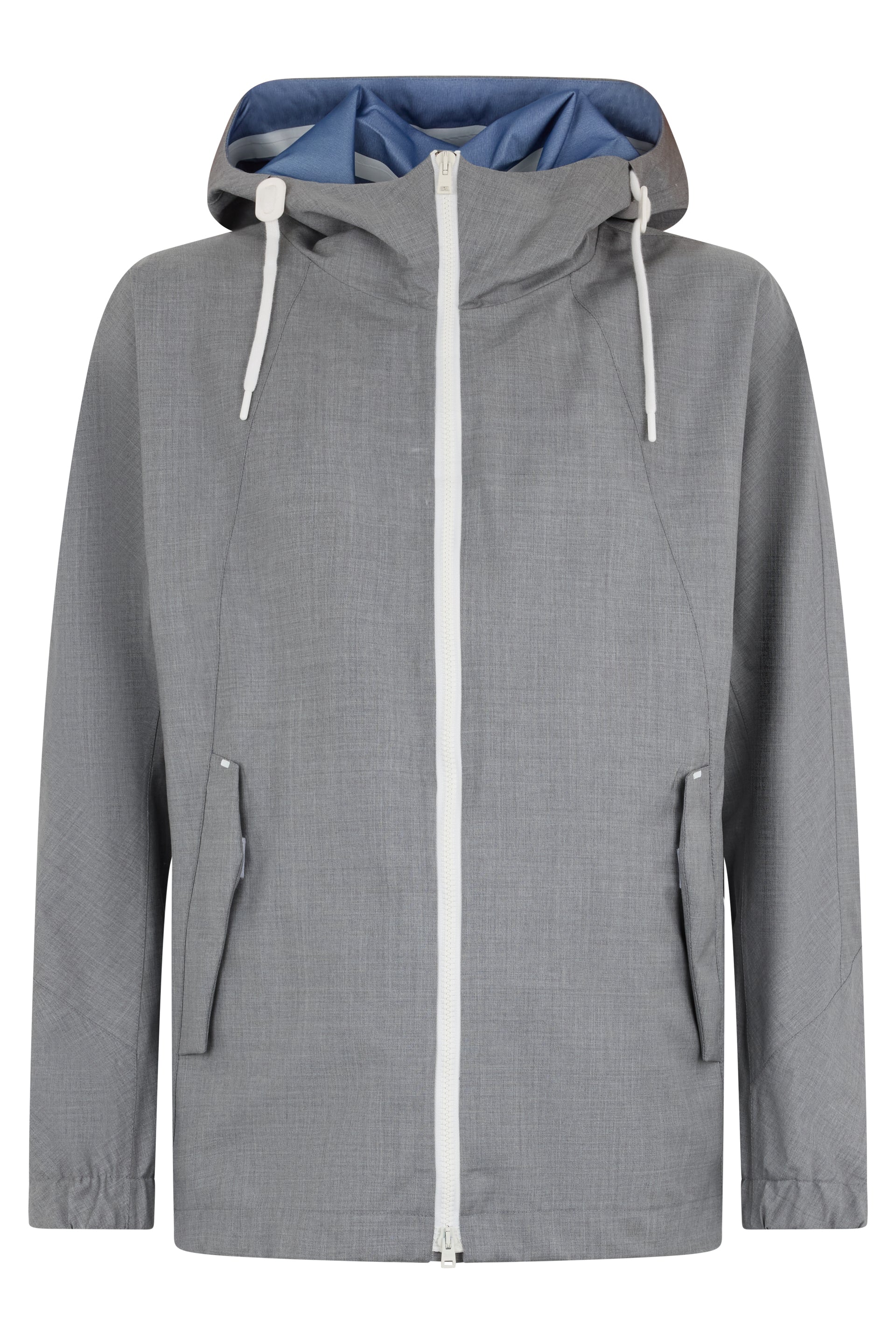 Gray jacket with adjustable hood