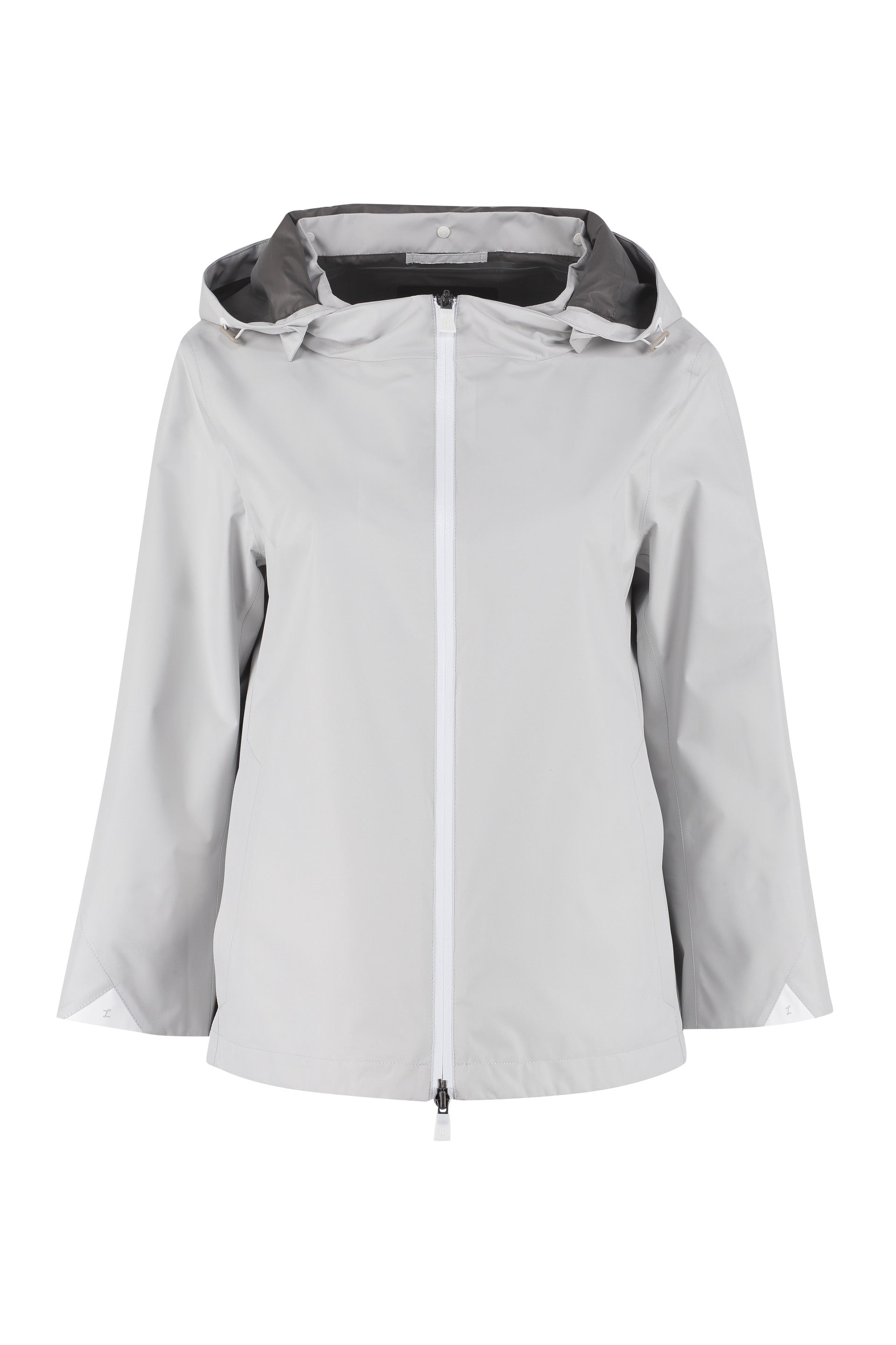 Technical fabric hooded jacket