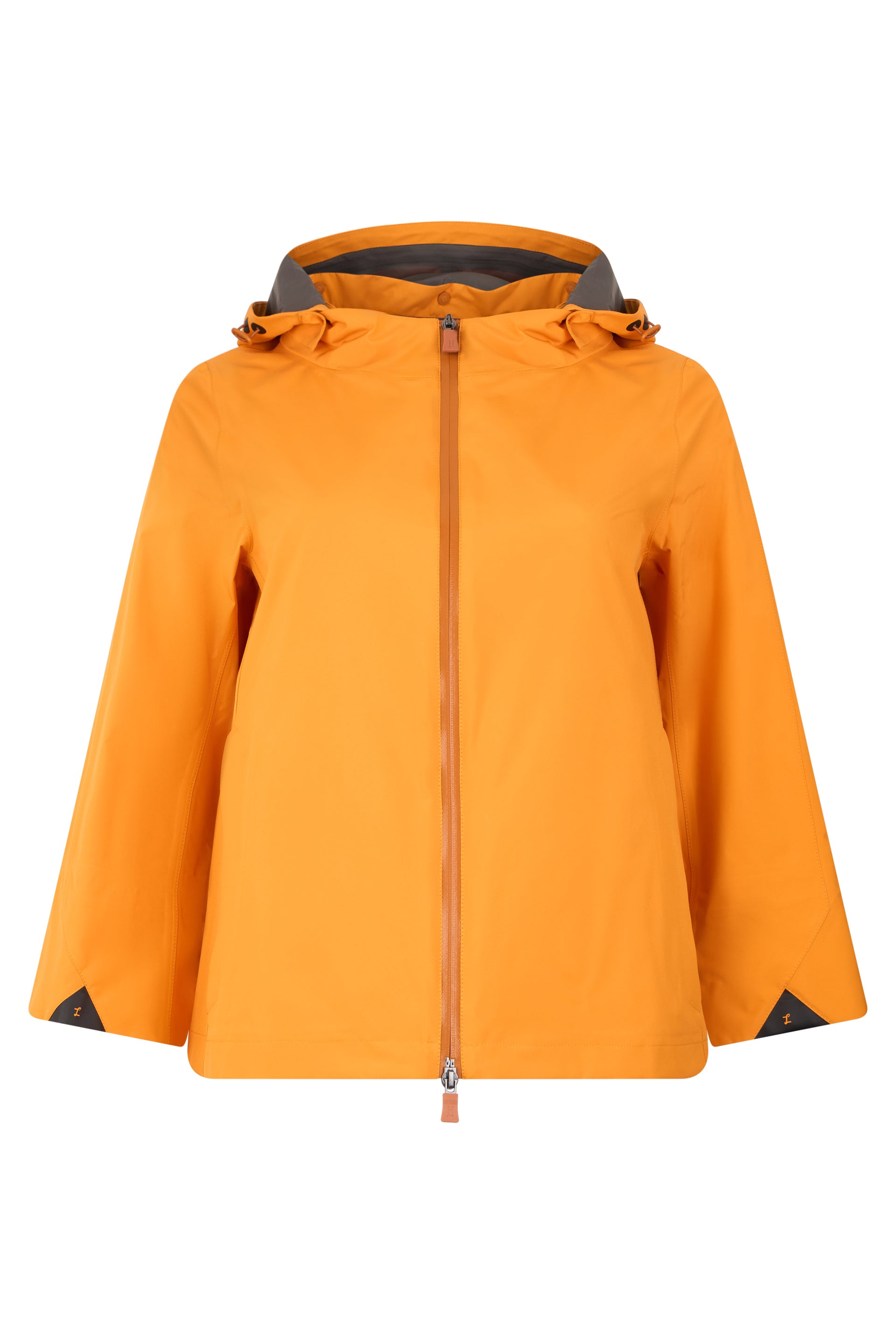 Orange rain jacket with hood