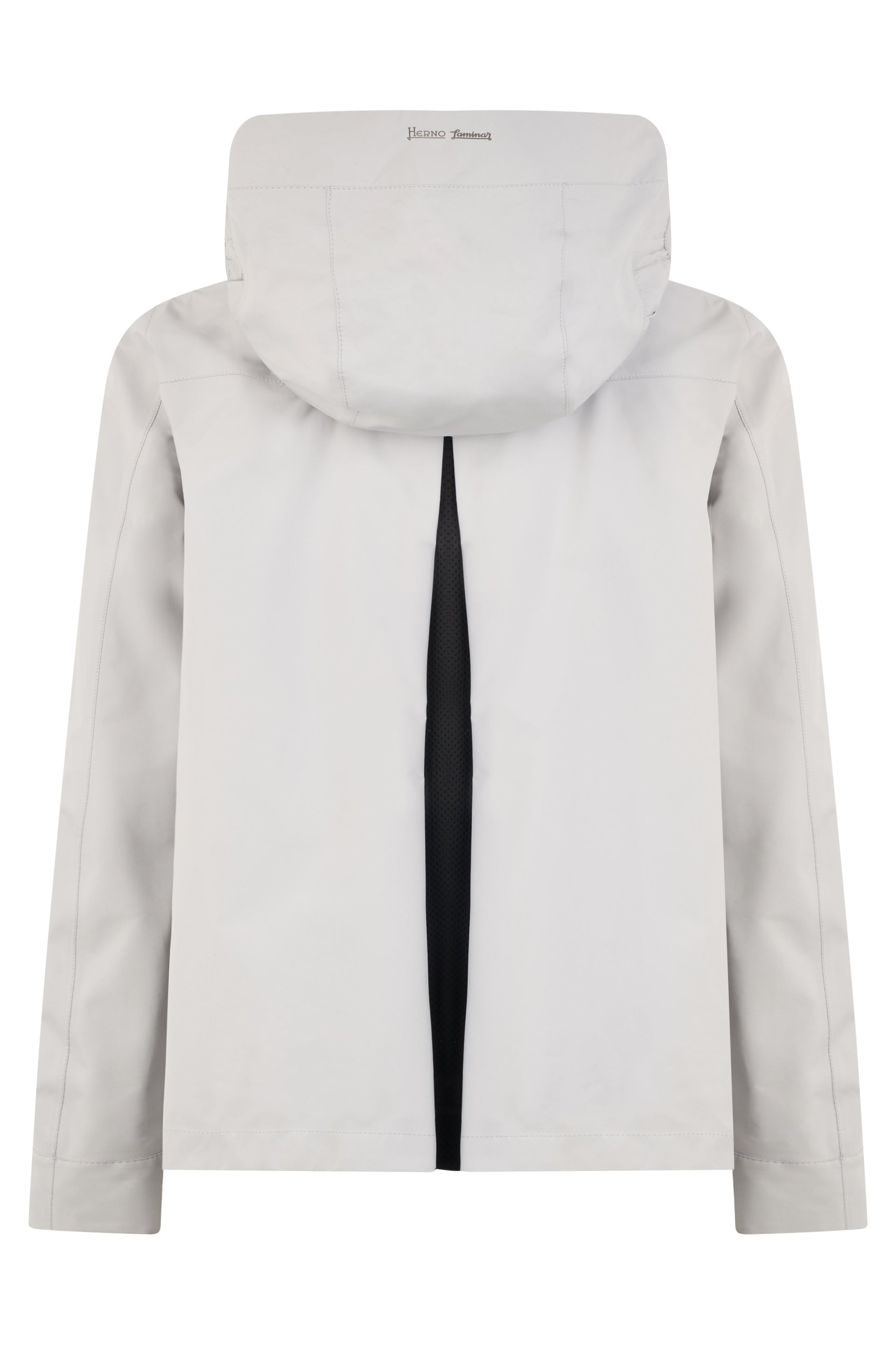 Light gray jacket with adjustable hood