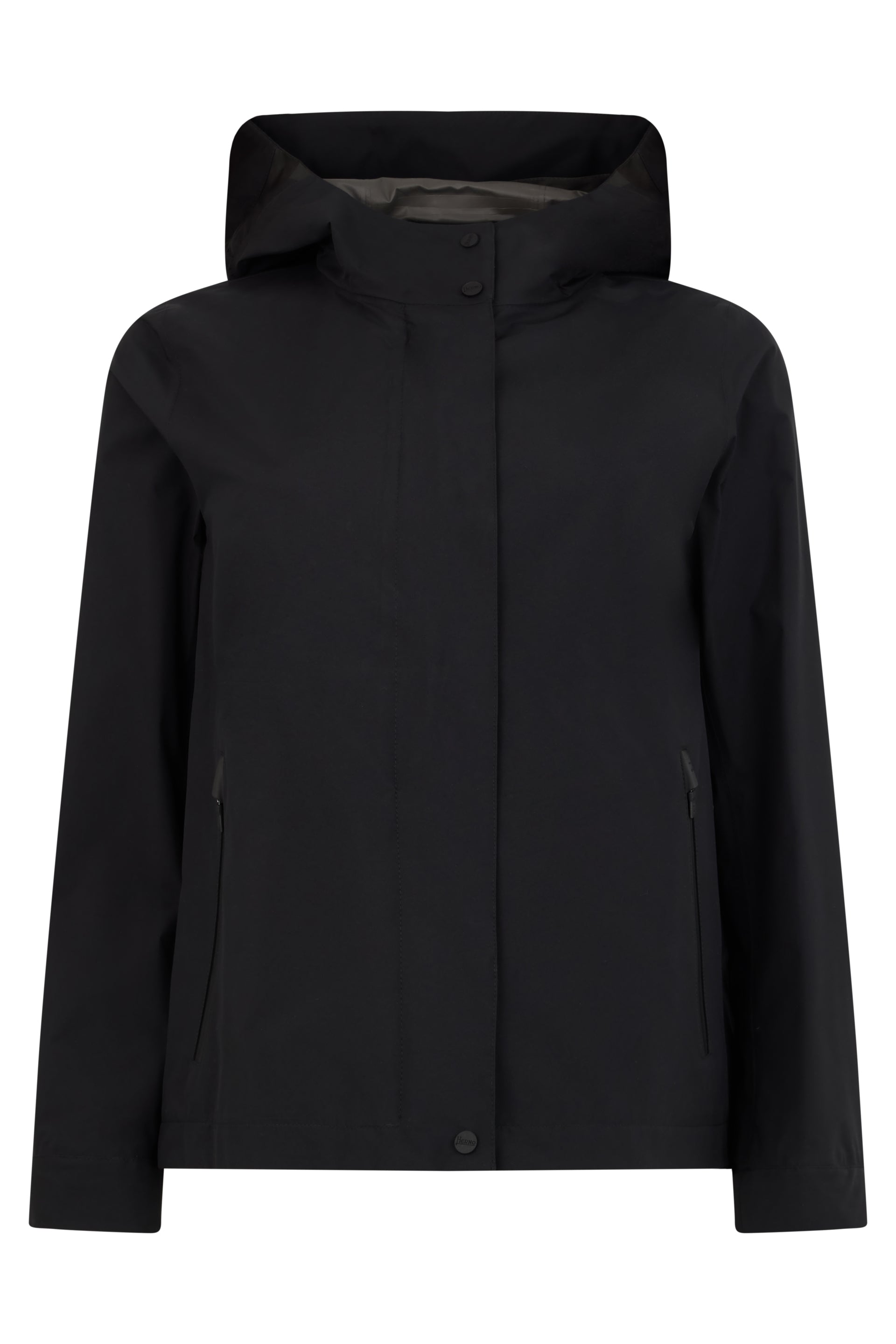 Light black jacket with hood in minimalist design