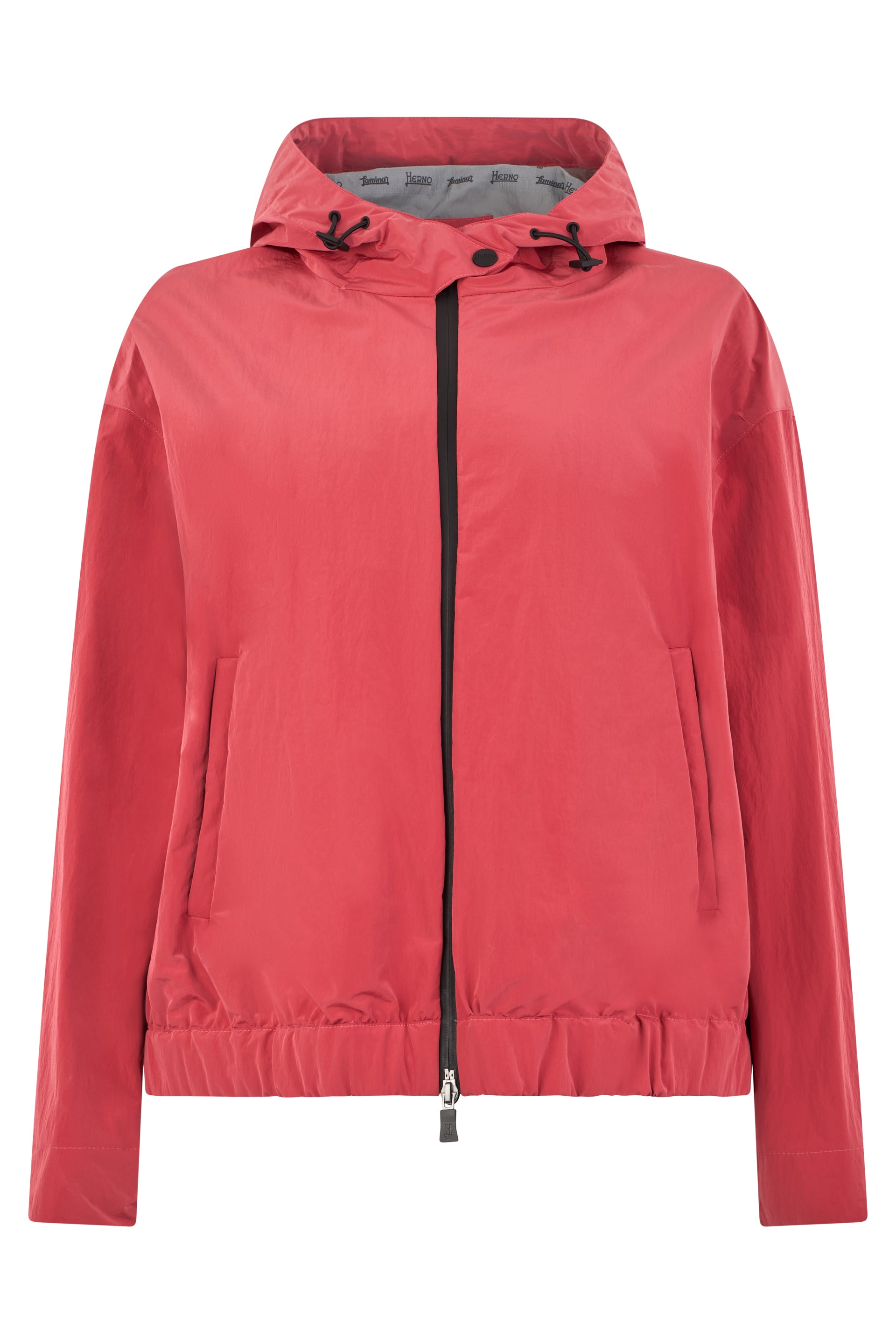 Light red jacket with hood and zipper