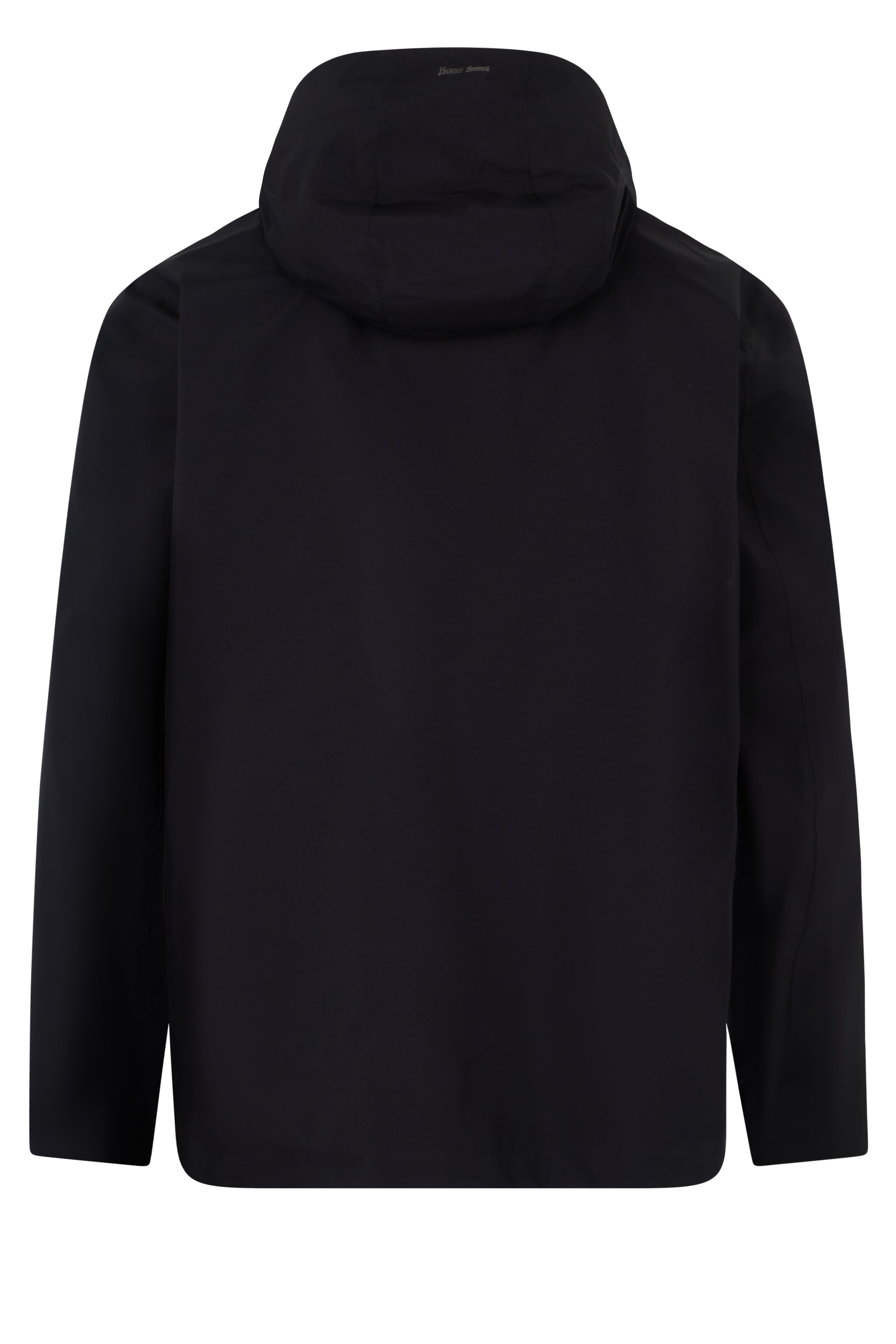 Dark blue jacket with hood, adaptable minimal style