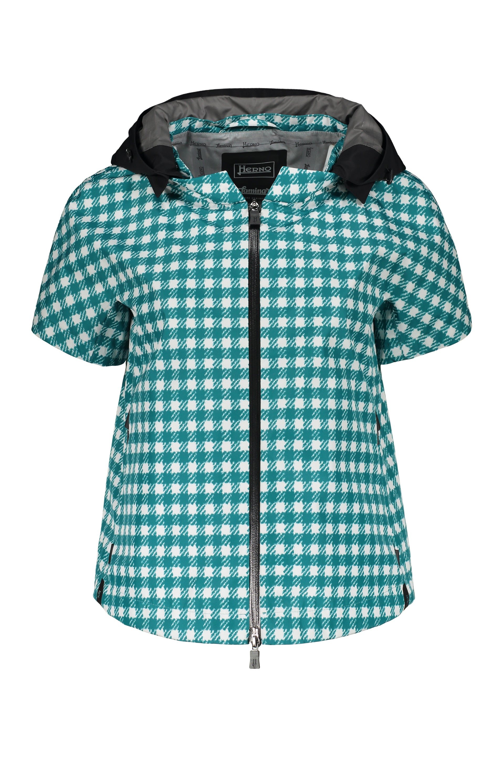 Technical fabric hooded jacket