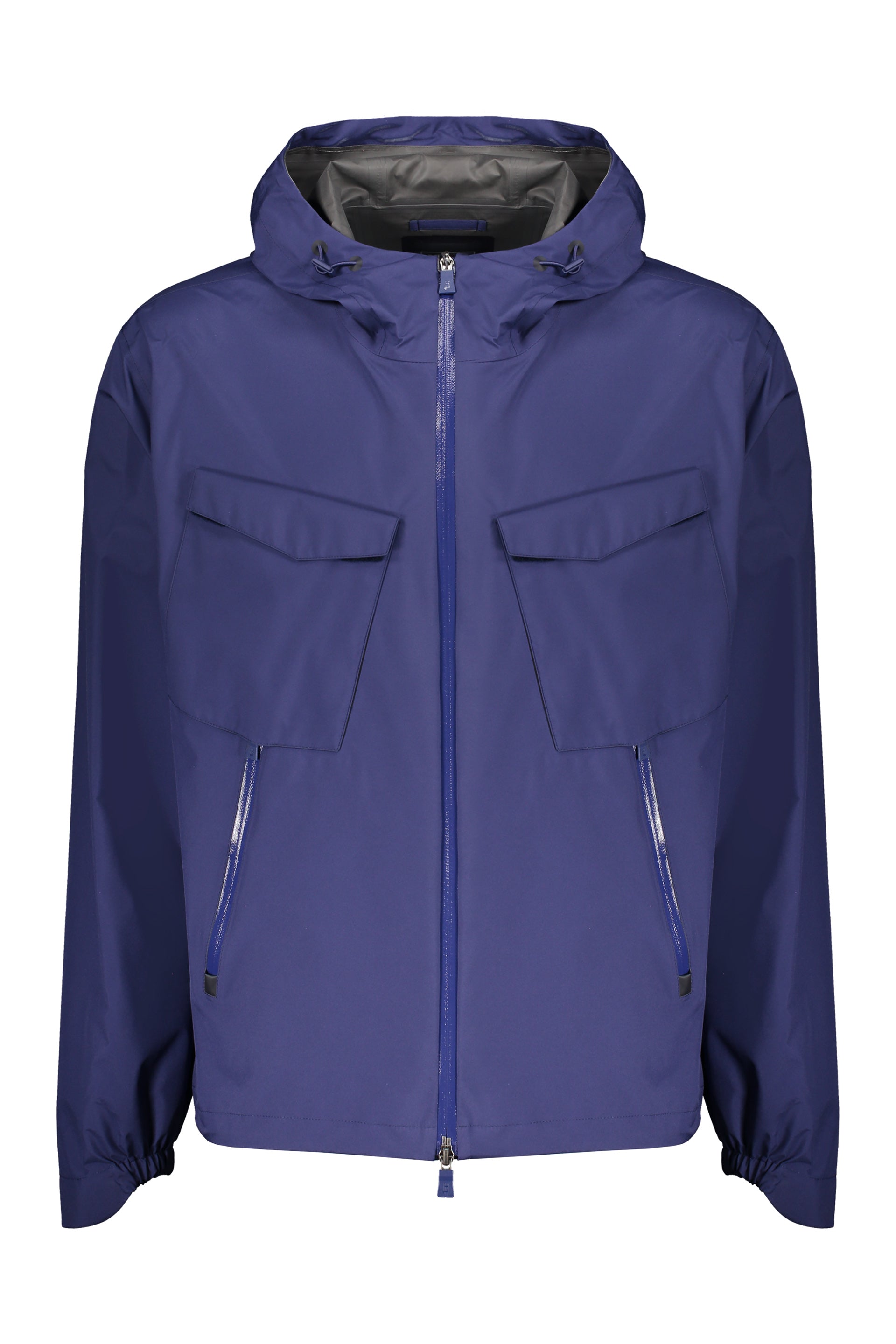 Technical fabric hooded jacket