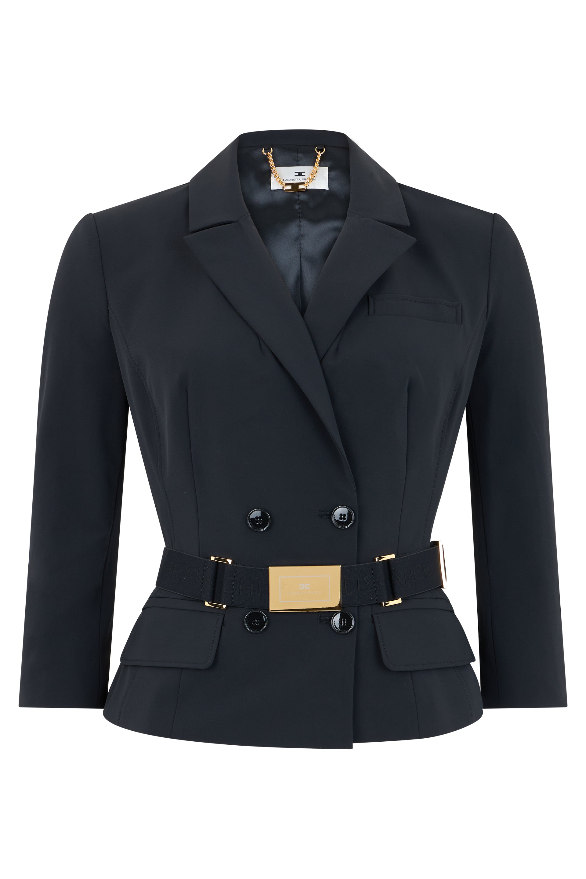 Stretch Fabric Jacket with Belt