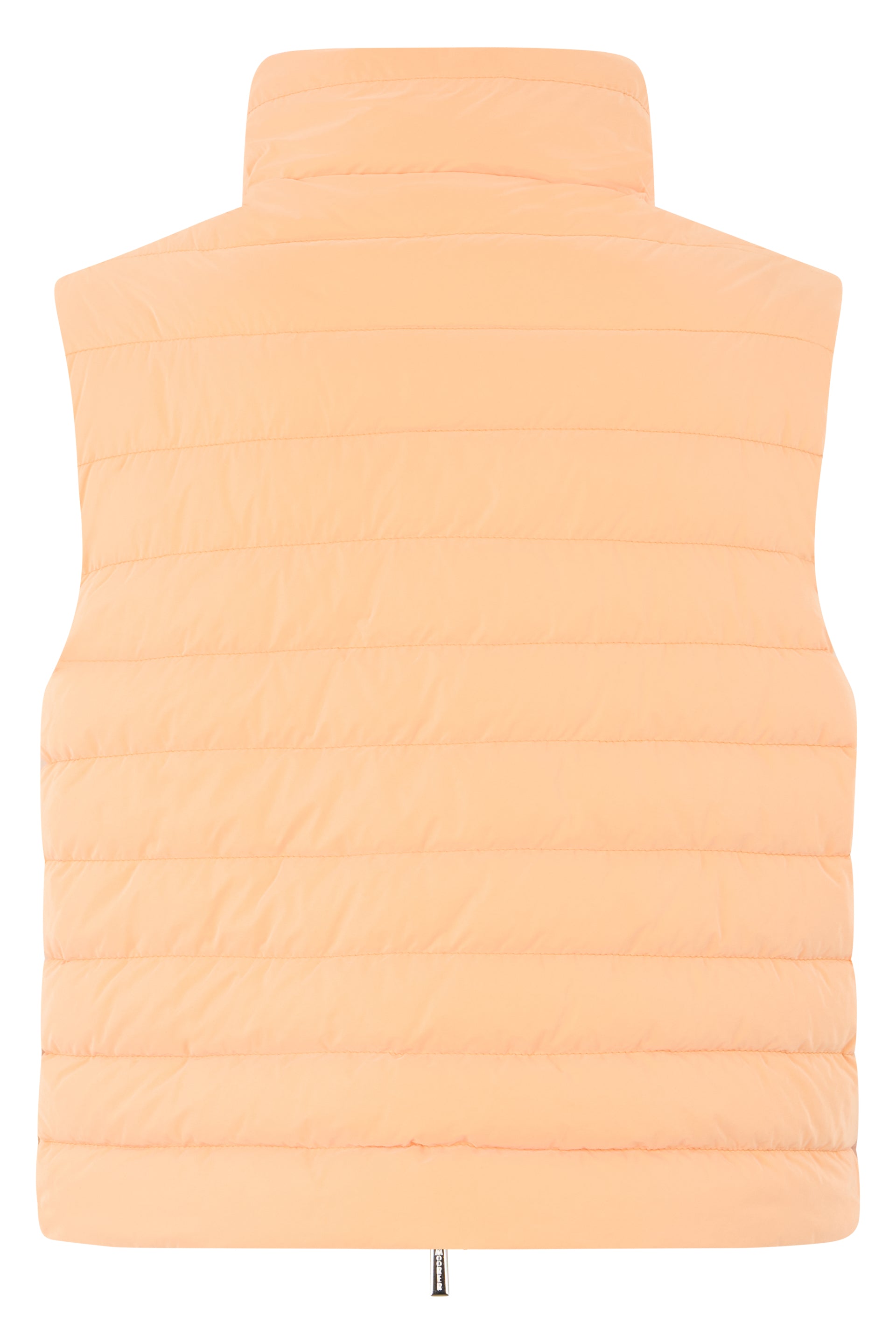 Sleeveless salmon-colored quilted vest with zipper
