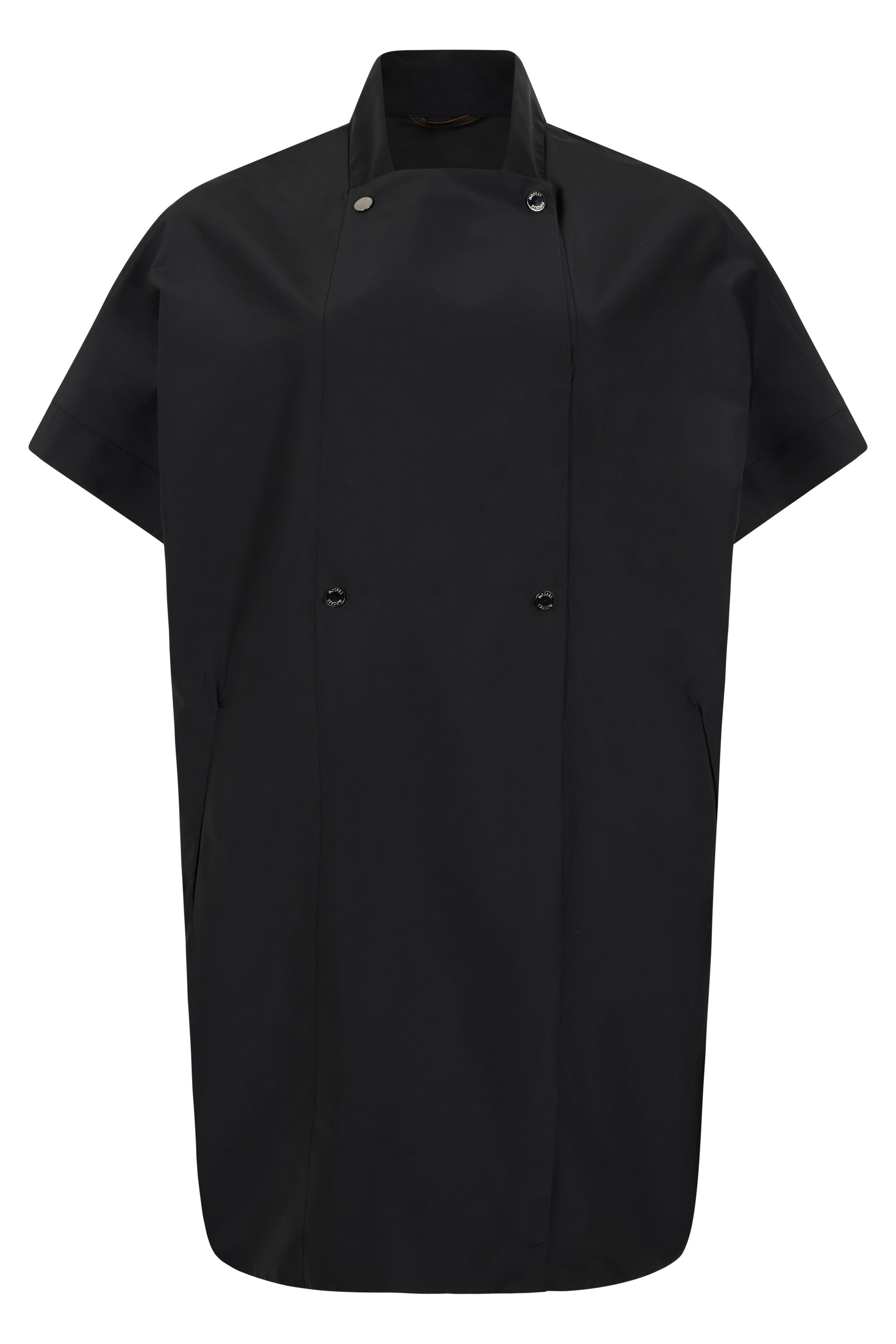 Short sleeve black trench with minimalist design