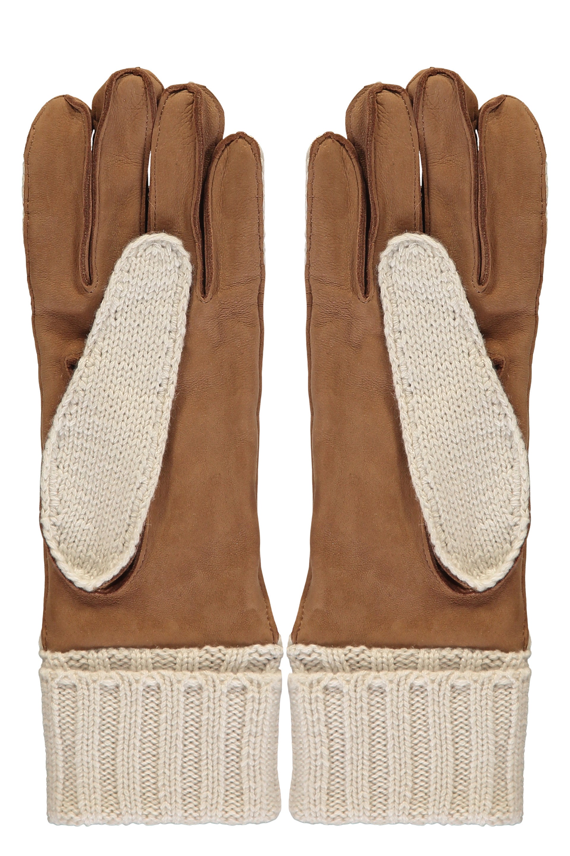 Elegant winter gloves in knit and leather