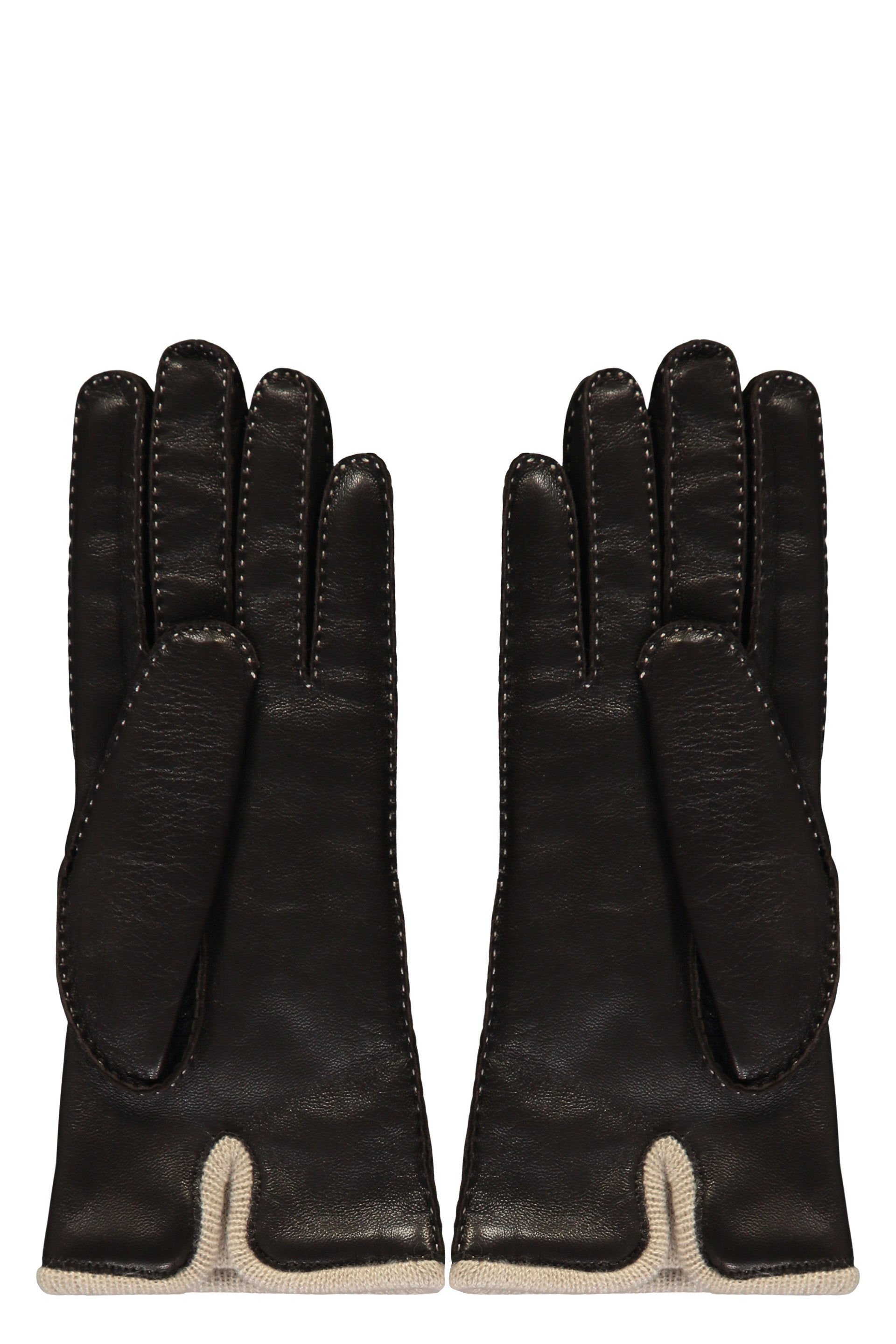Leather and cashmere gloves