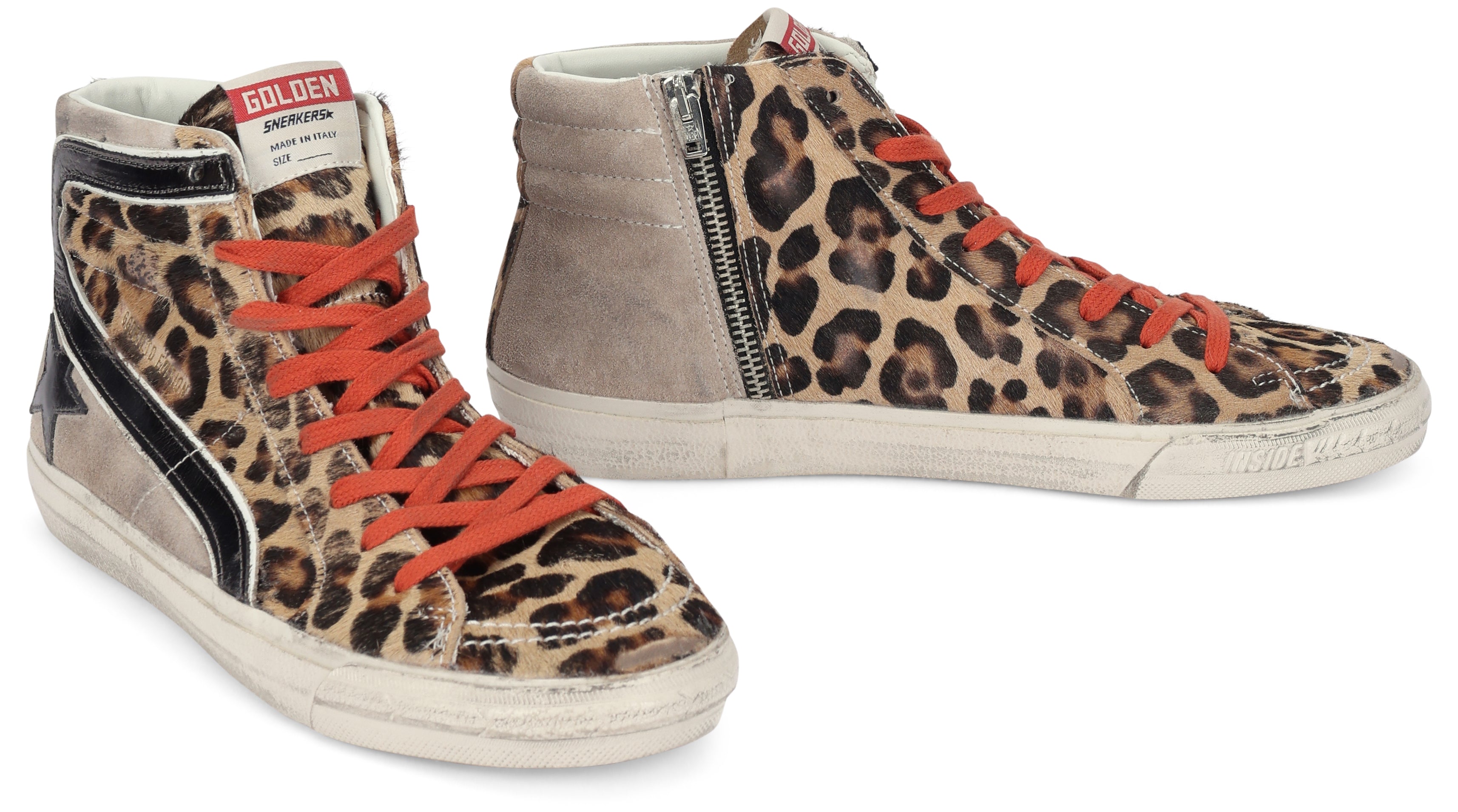 Sneakers Slide LTD in pony and laminated leather