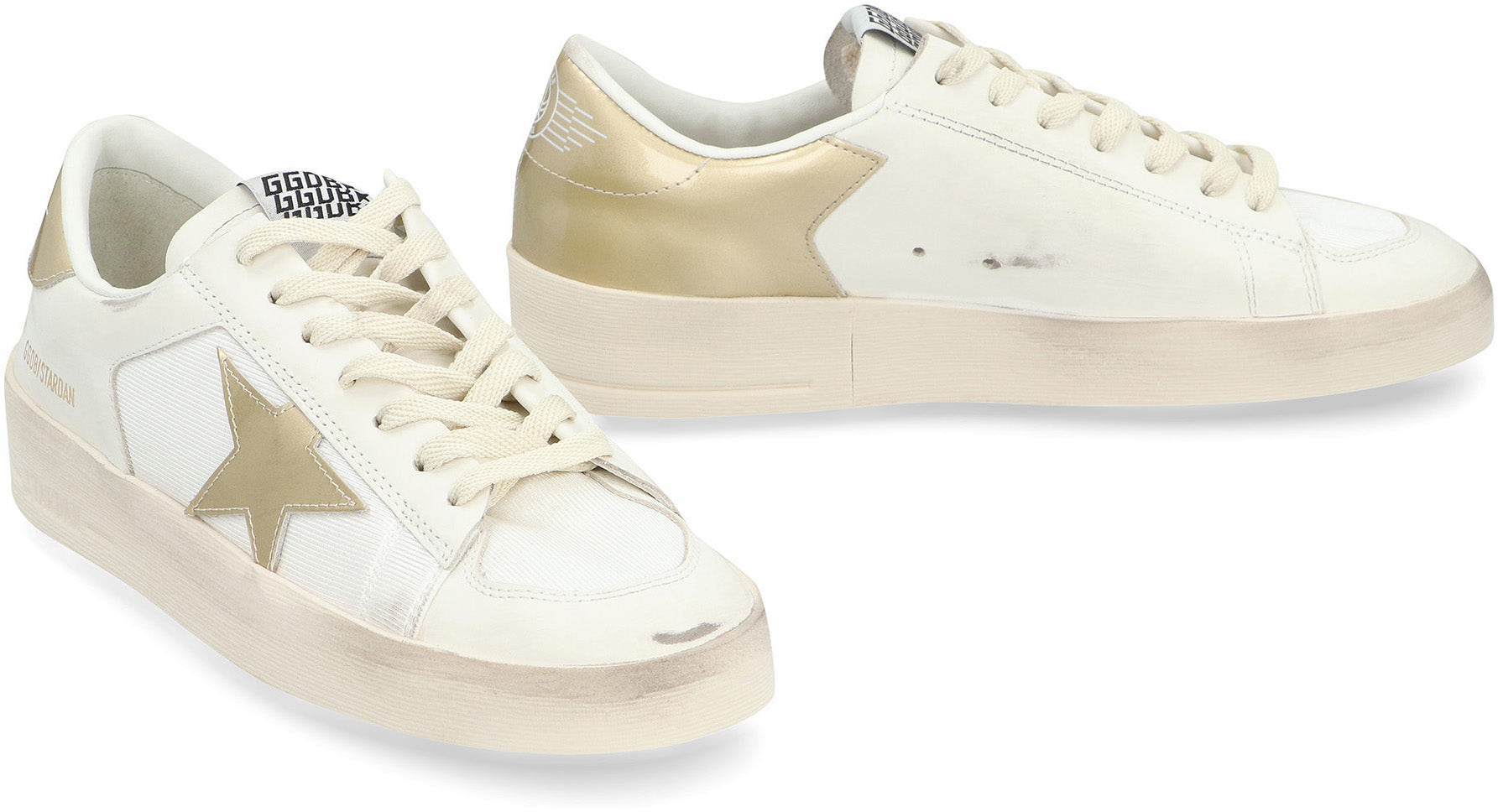 Stardan leather and fabric low-top sneakers