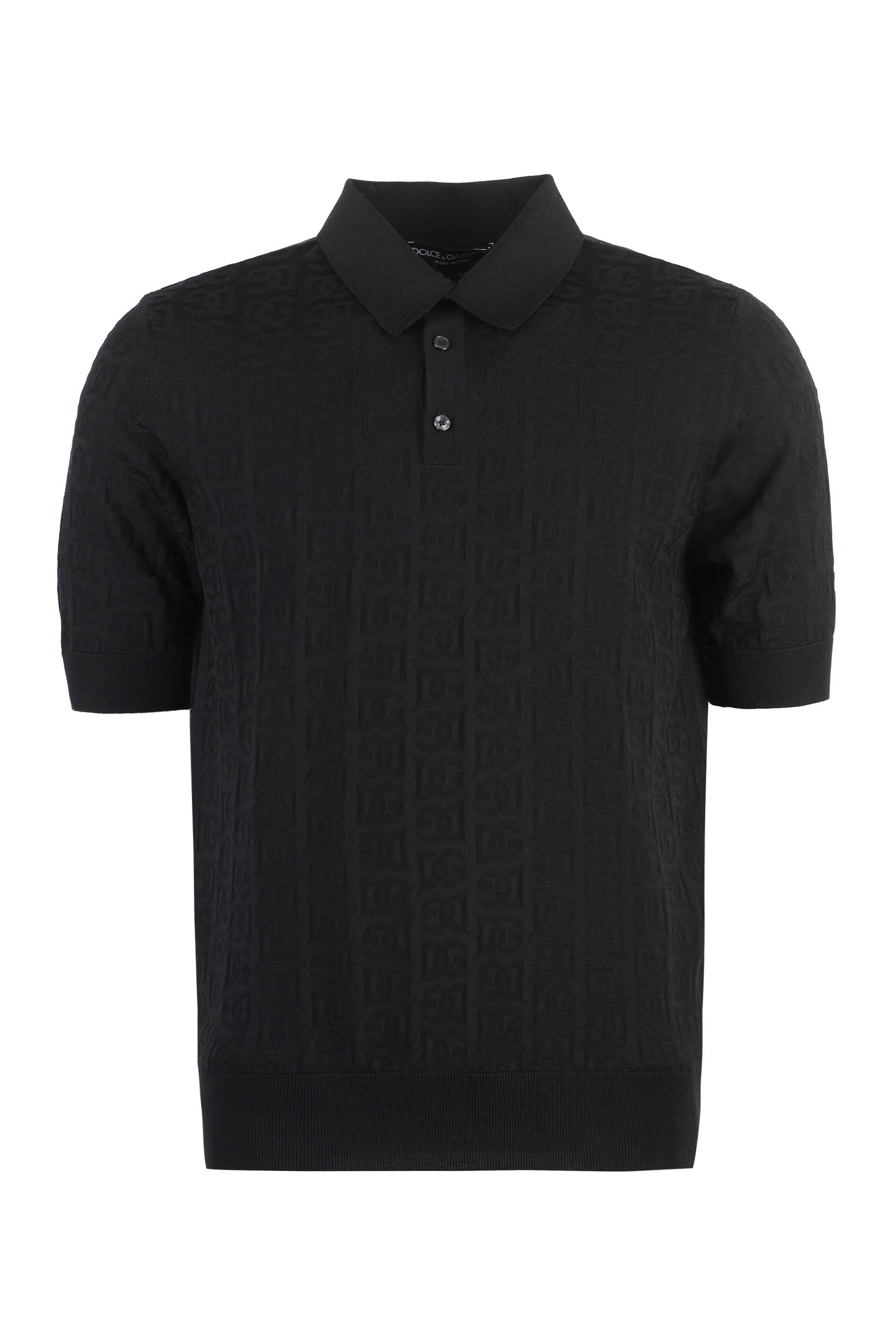 Jacquard knit polo shirt