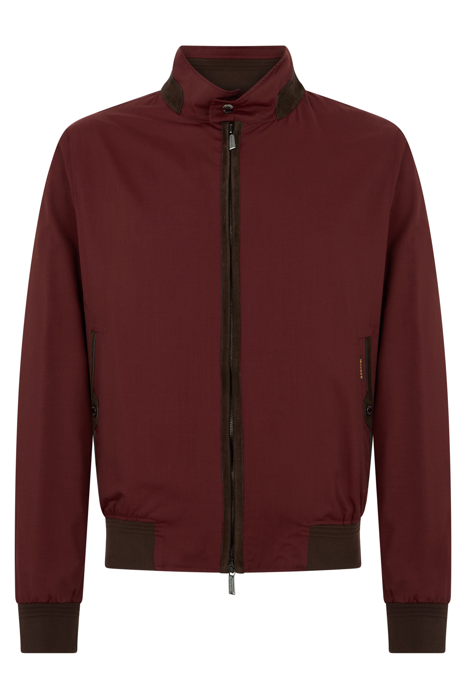 Lightweight bordeaux jacket for men with zip closure