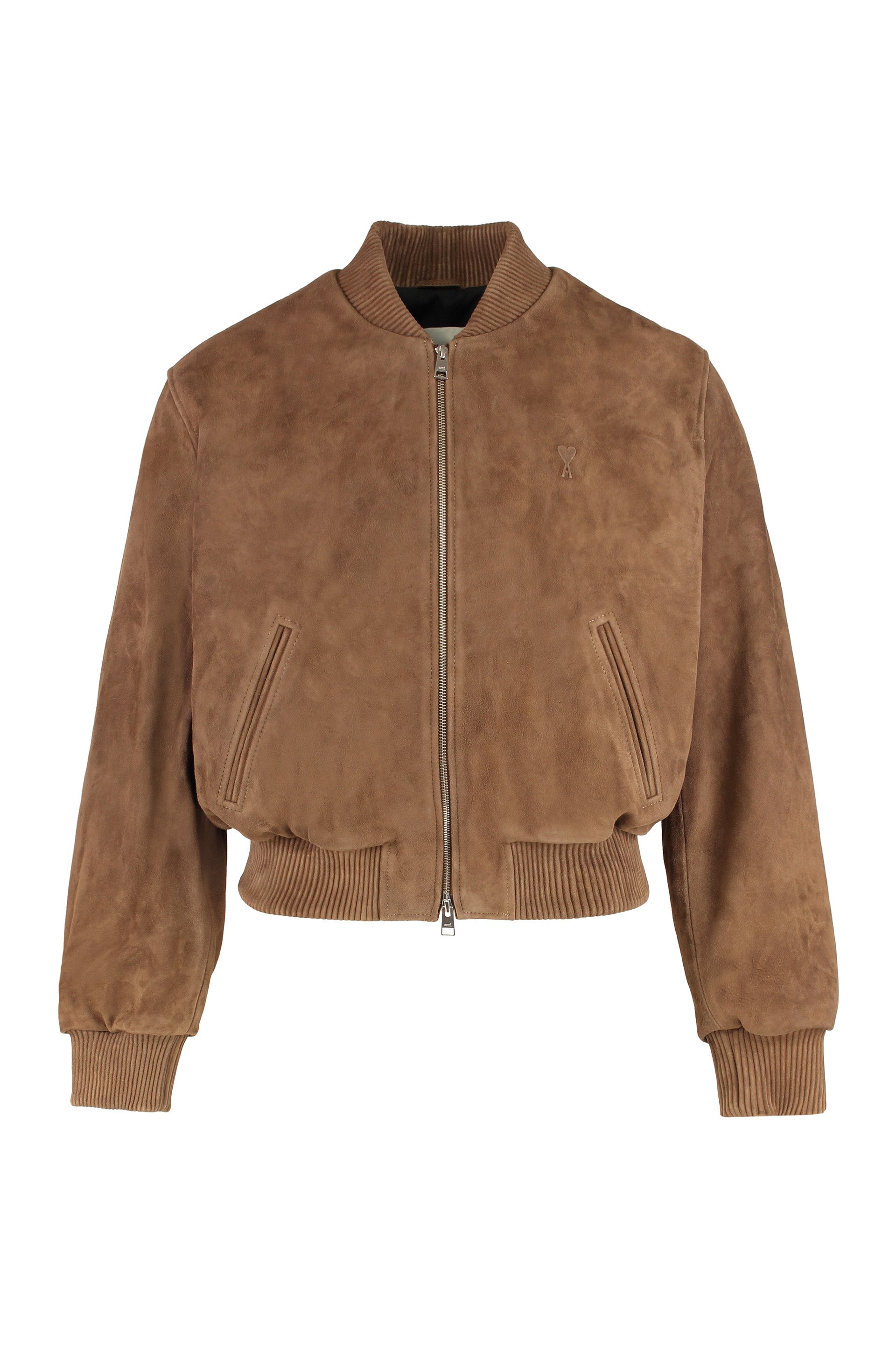 Brown suede bomber jacket