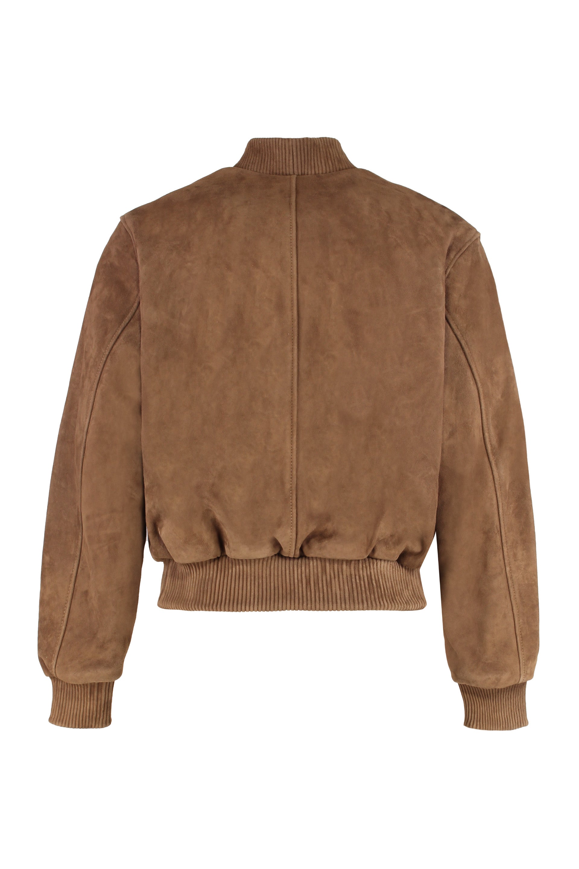 Brown suede bomber jacket