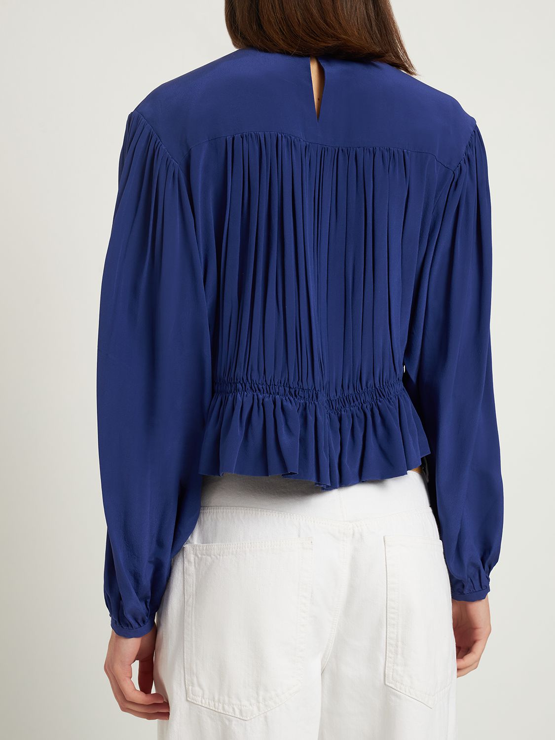 Elegant blue cropped blouse for any occasion