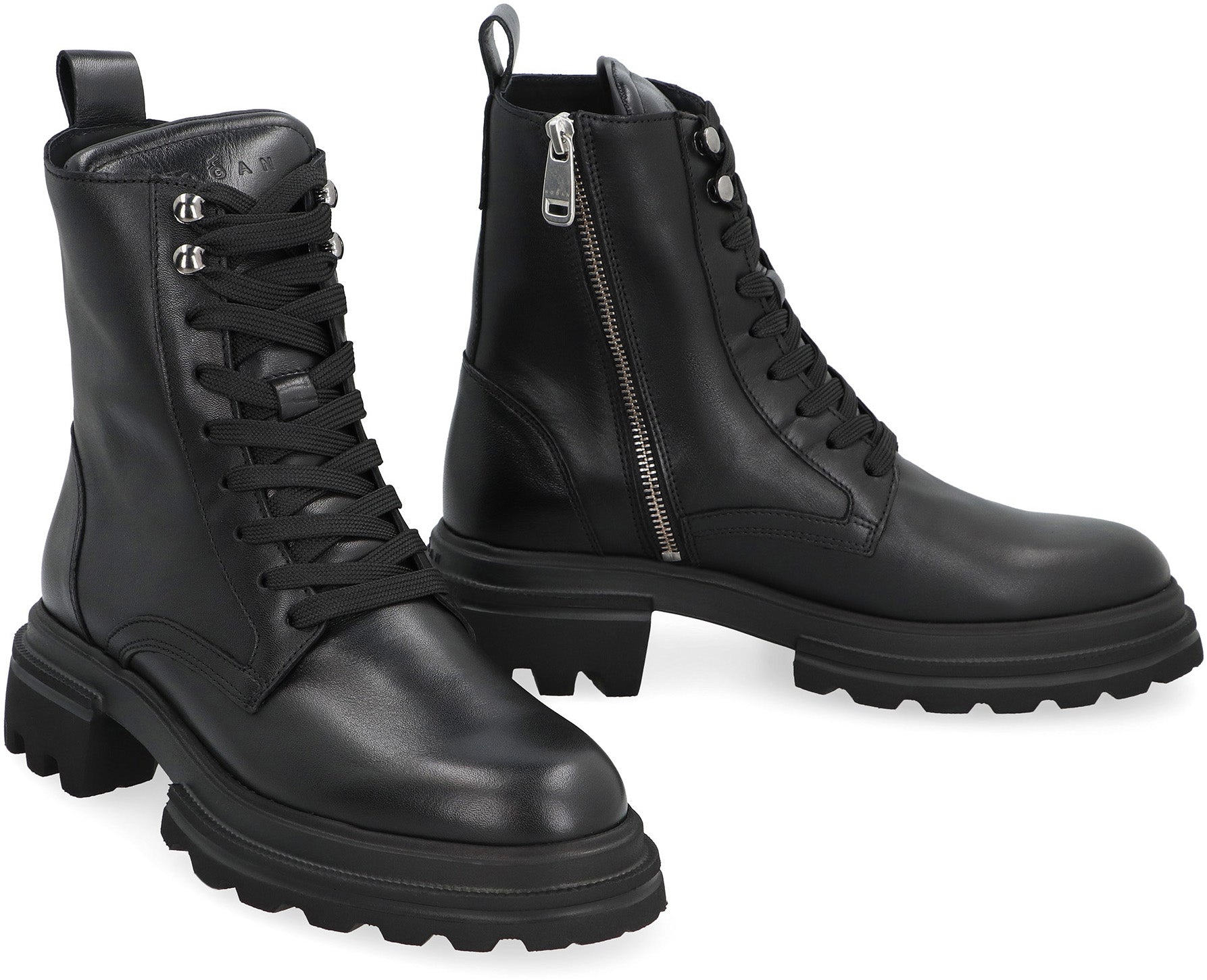 Hogan 10-Storey leather combat boots