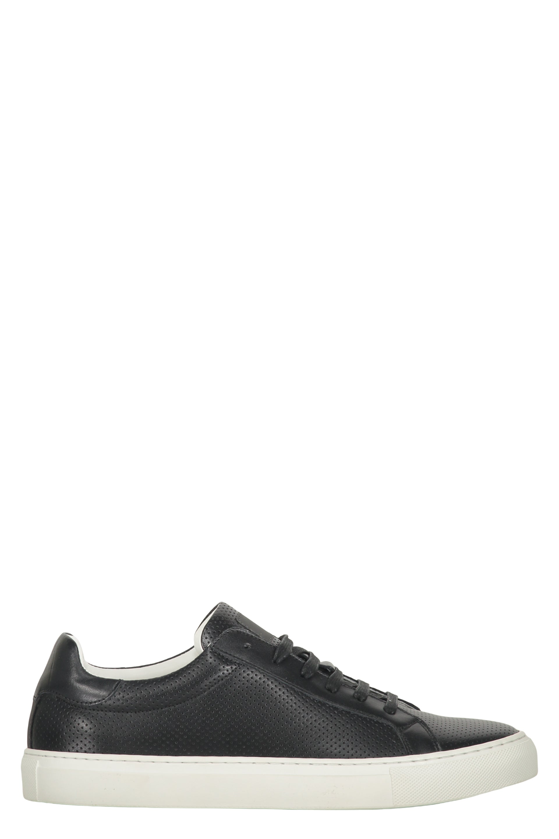 Black leather sneakers, elegant minimalist design