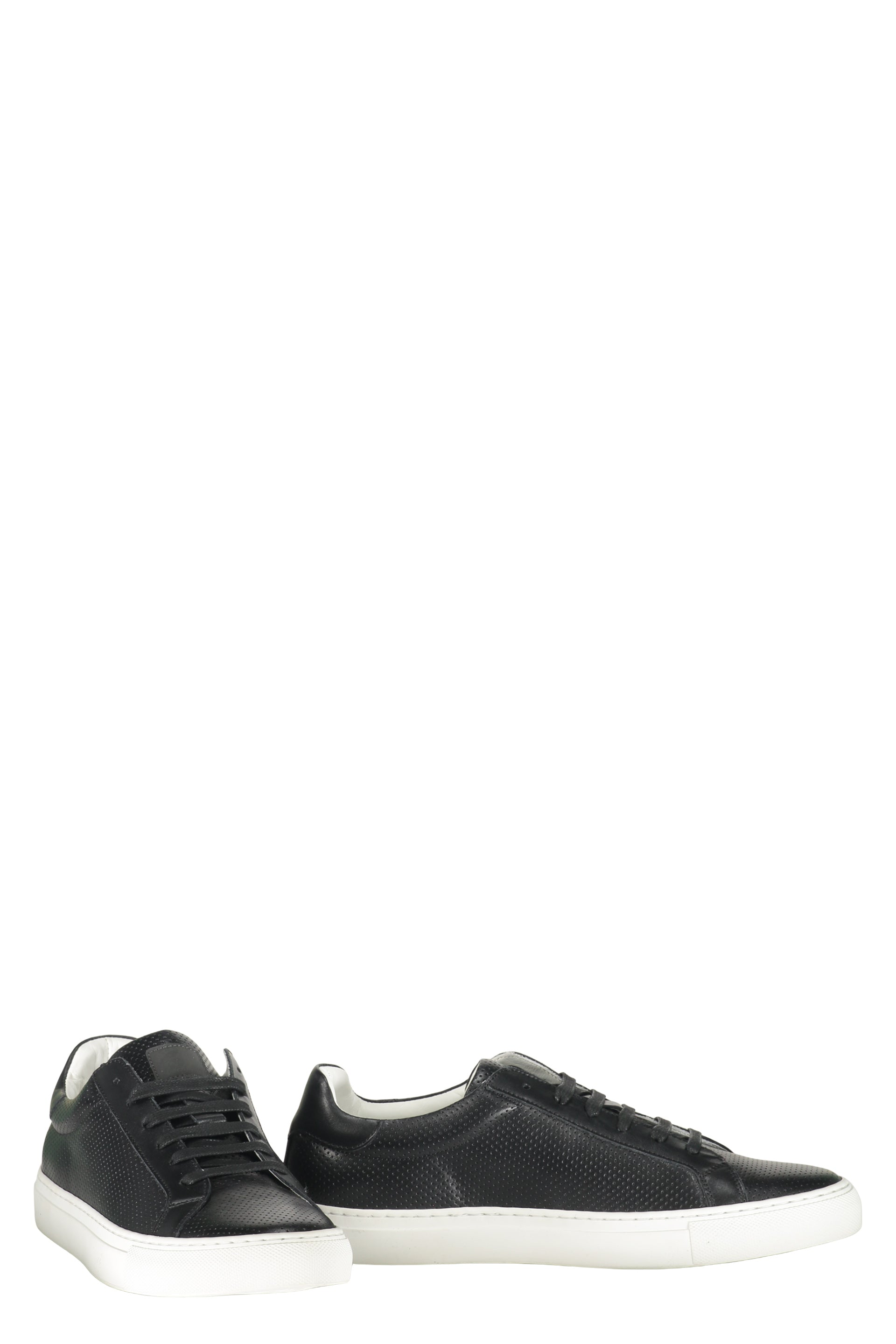 Black leather sneakers, elegant minimalist design