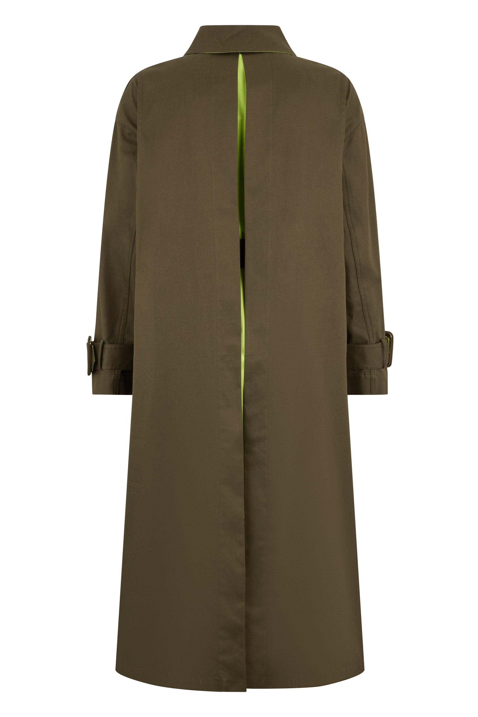 Elegant long coat in soft khaki green