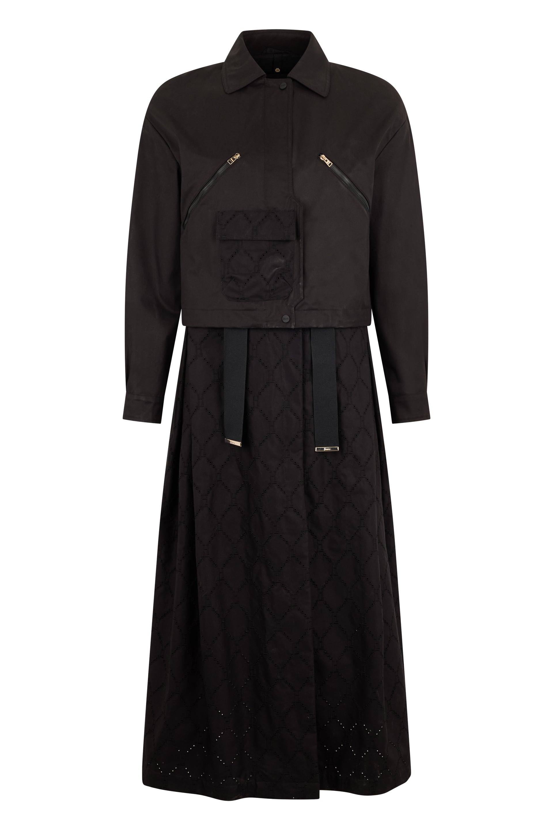 Black long jacket with collar and pockets