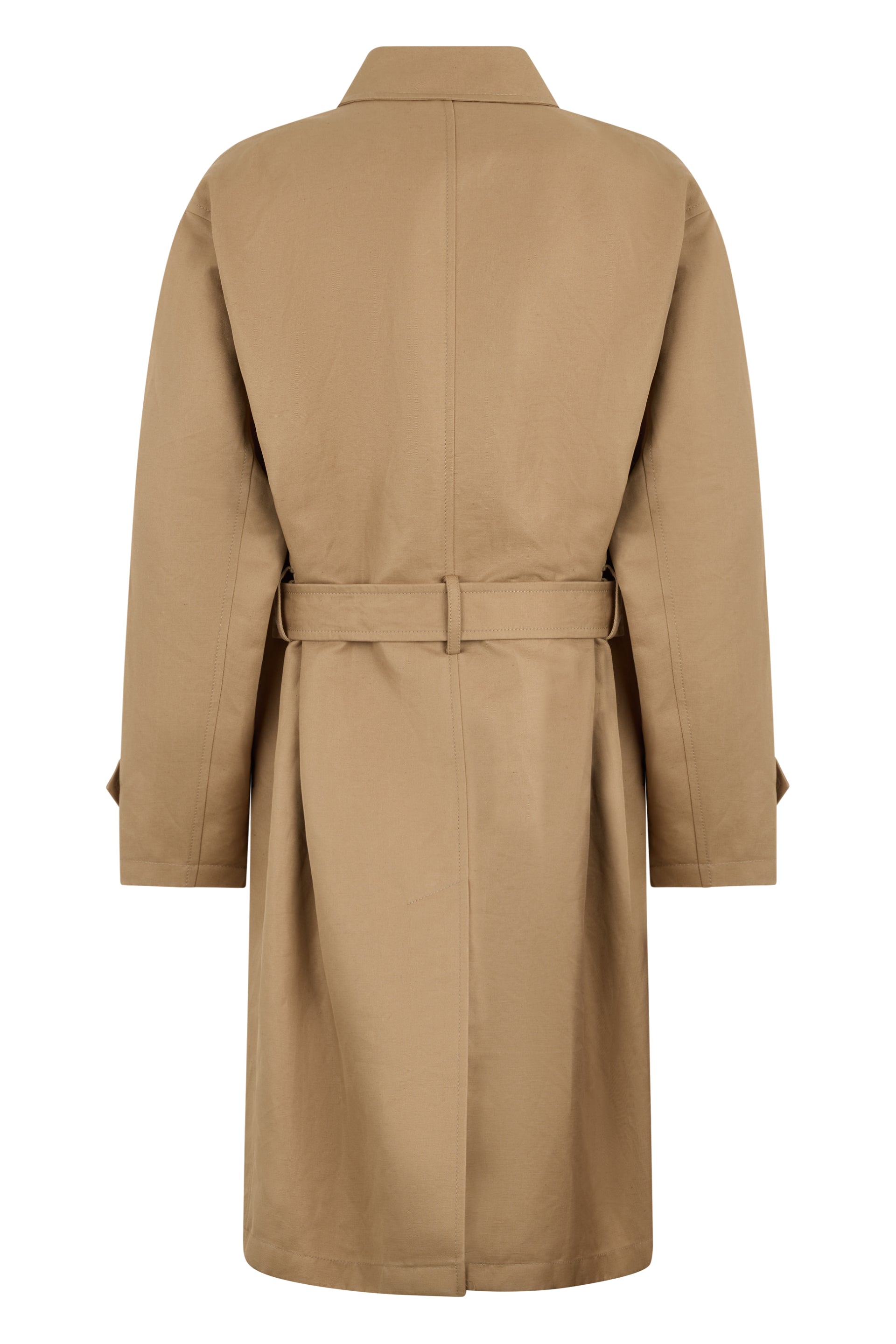 Beige padded trench coat with belt