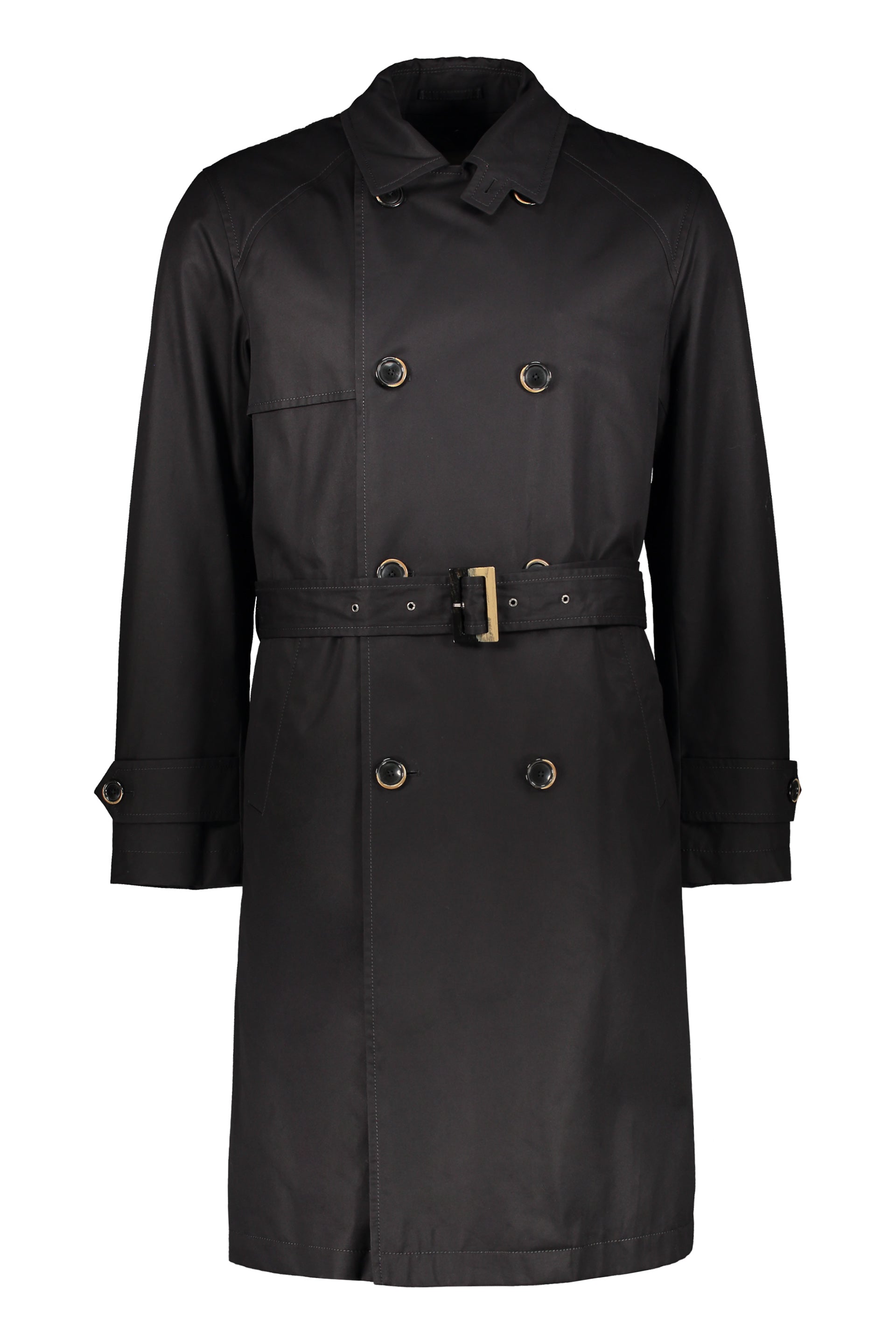 Black elegant trench coat with adjustable belt