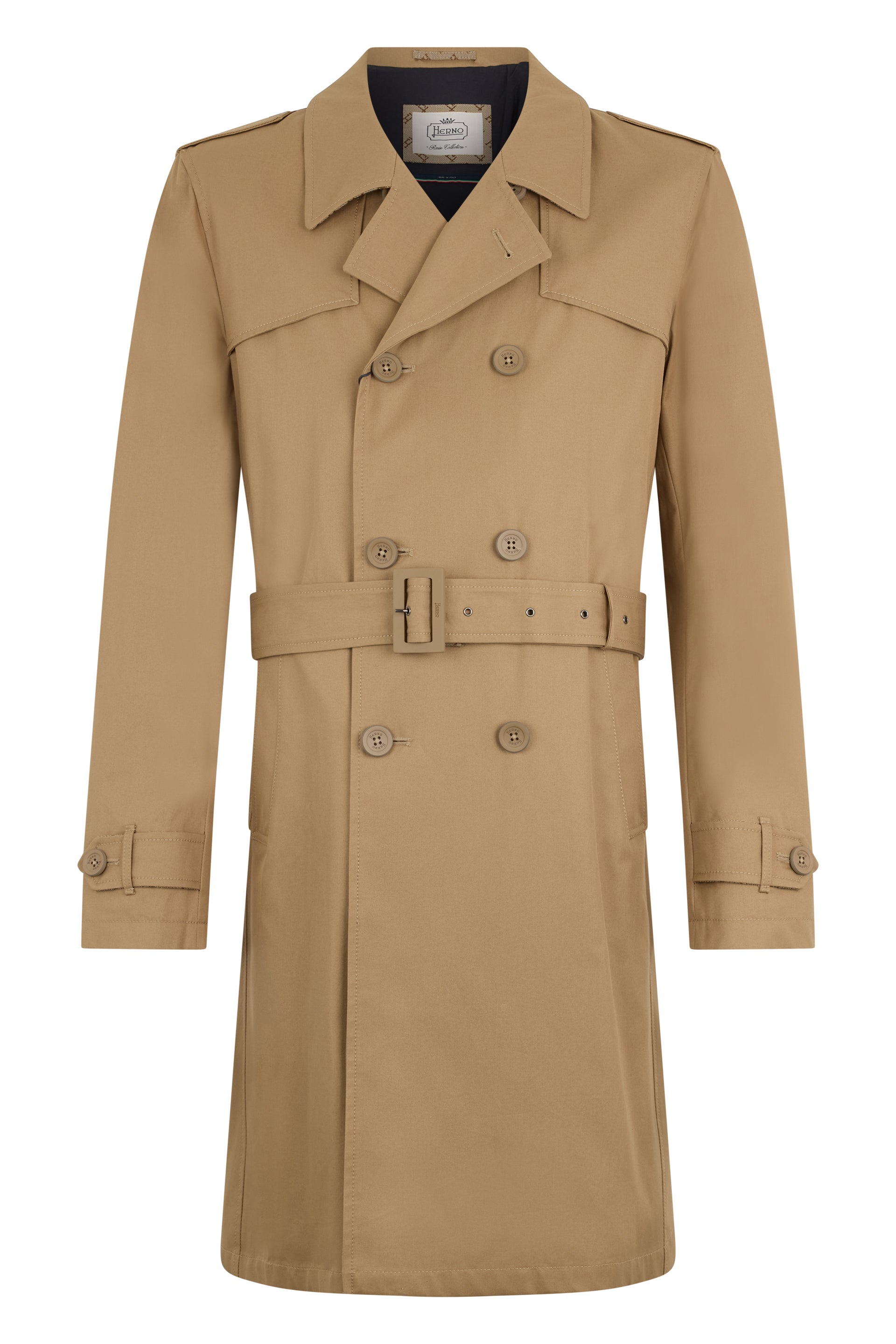 Sand trench coat double-breasted