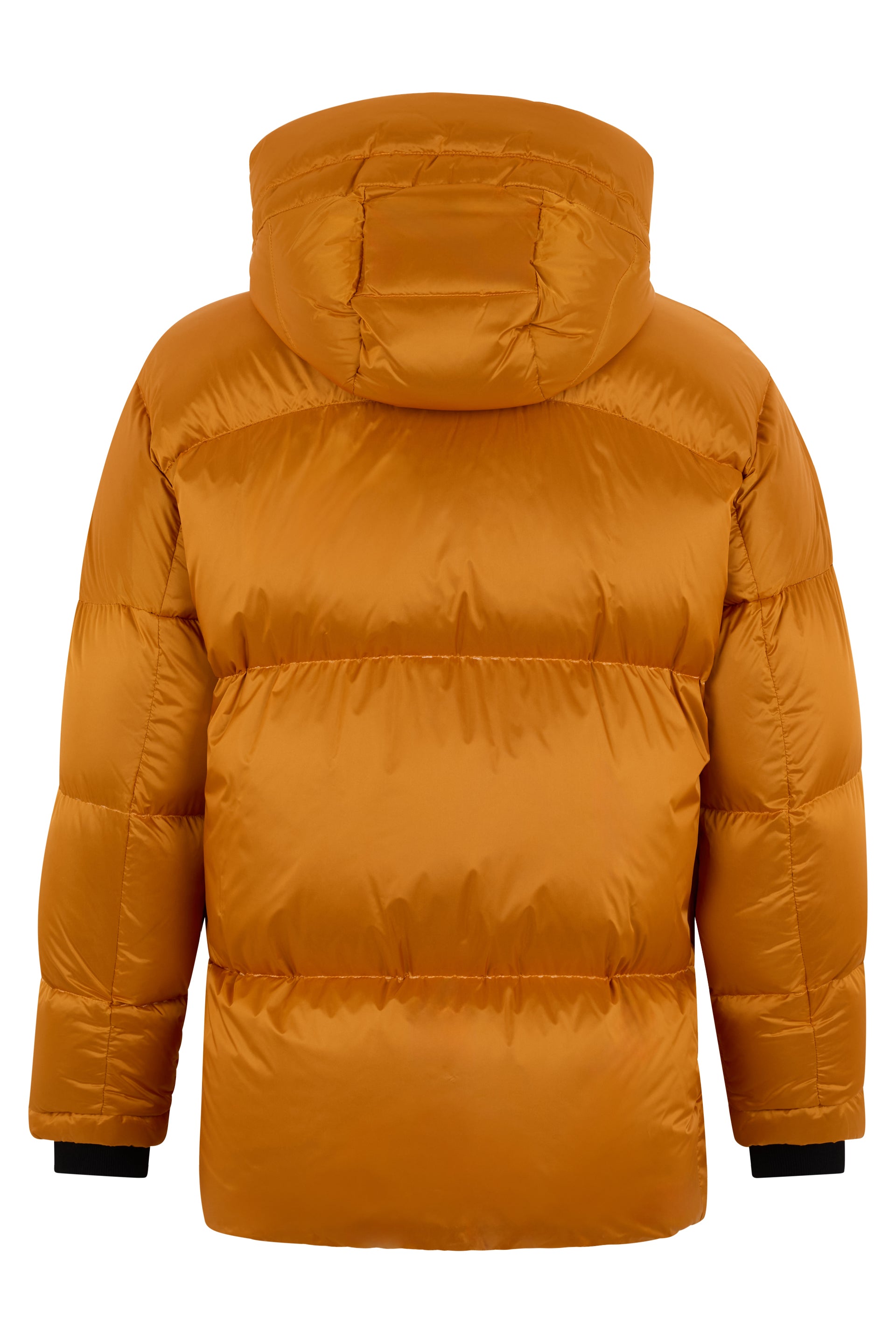 Orange padded jacket, comfortable and modern