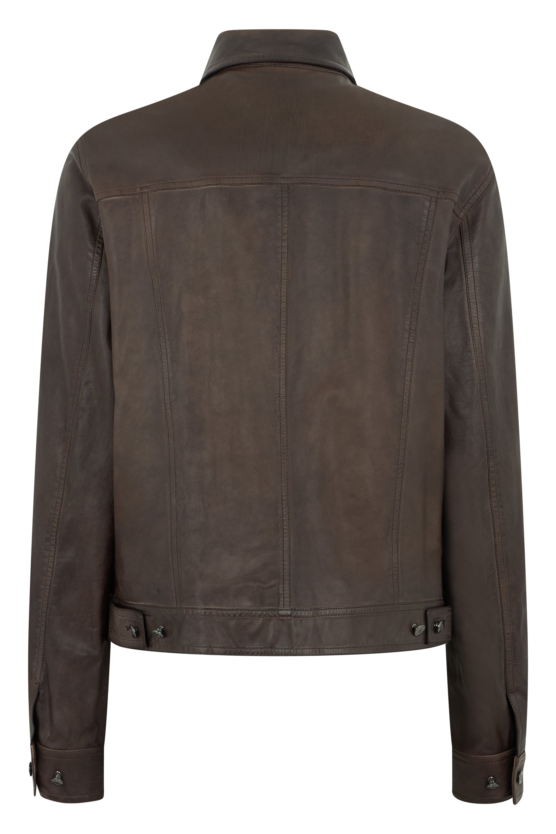 Classic versatile dark brown leather jacket