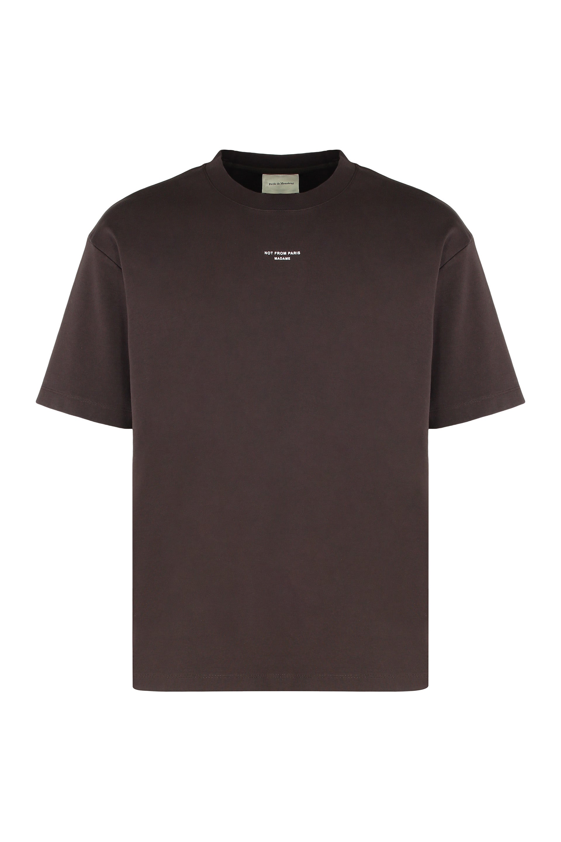 Round neck slogan T-shirt in cotton