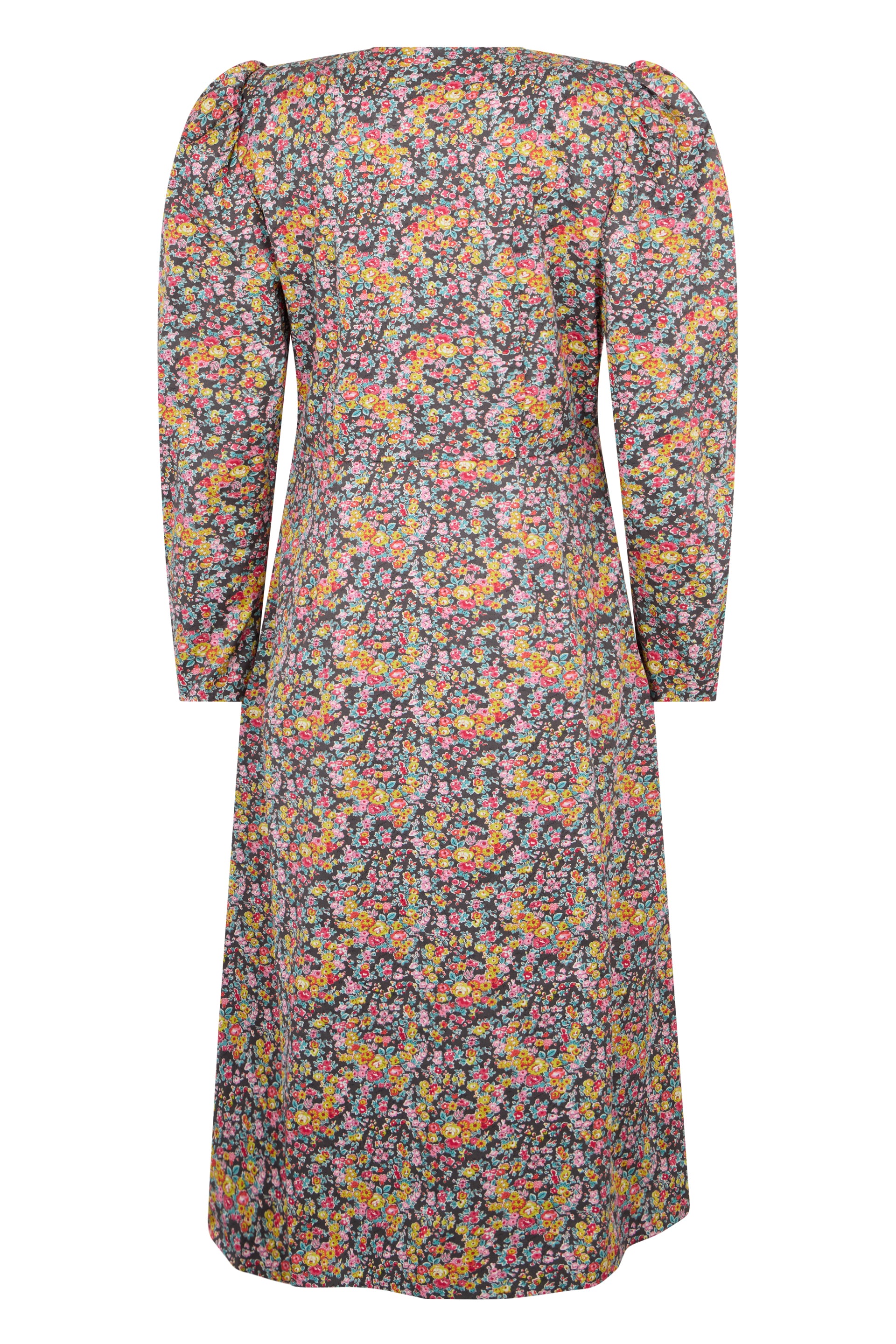Floral dress with a V-neck design that is casual and versatile.