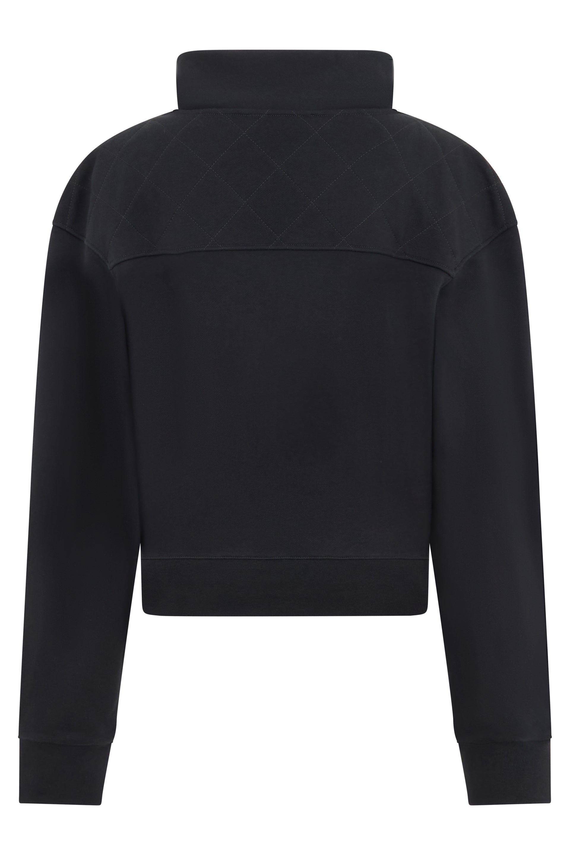 Short high-neck sweatshirt in black color with logo print.