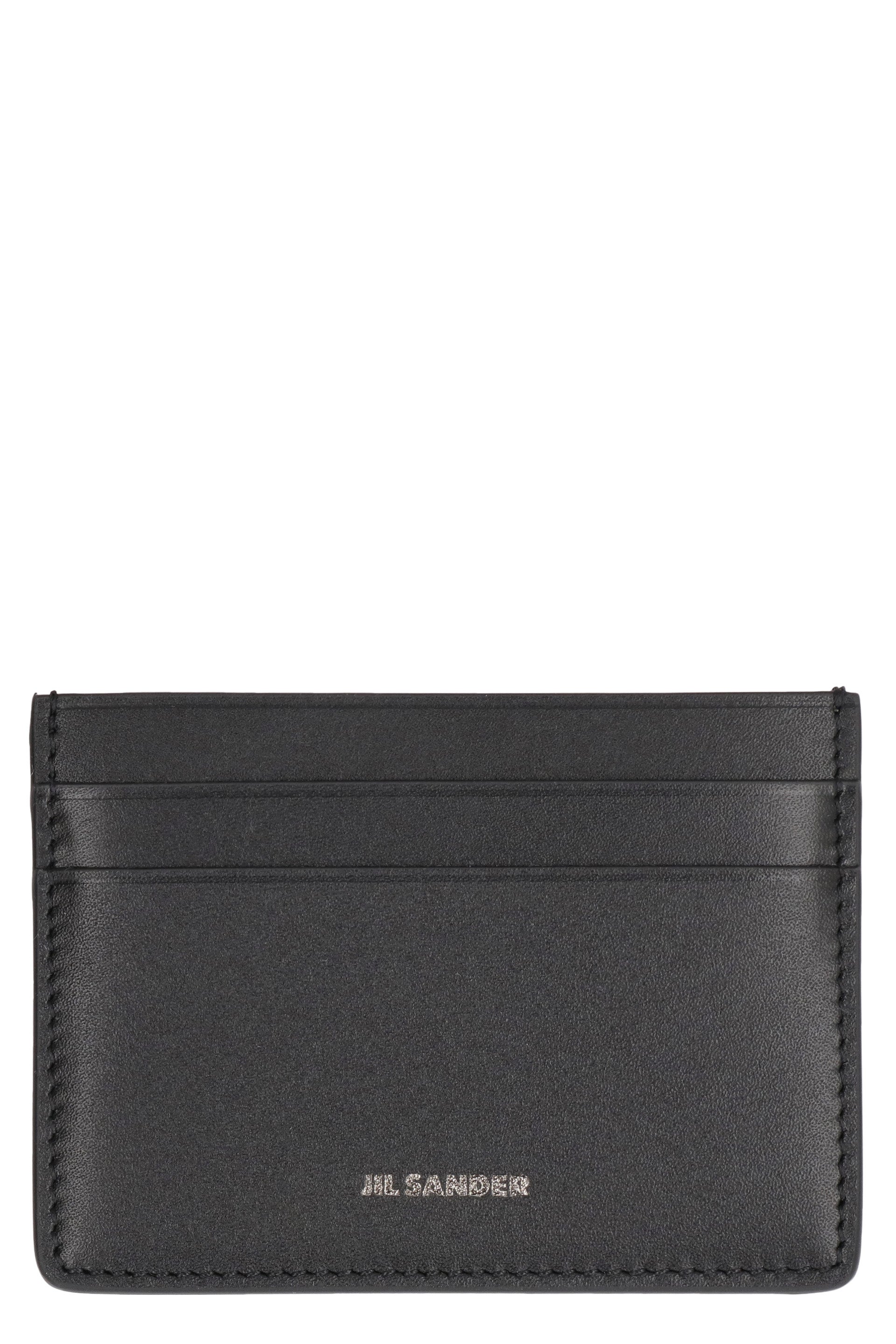 Logo detail leather card holder