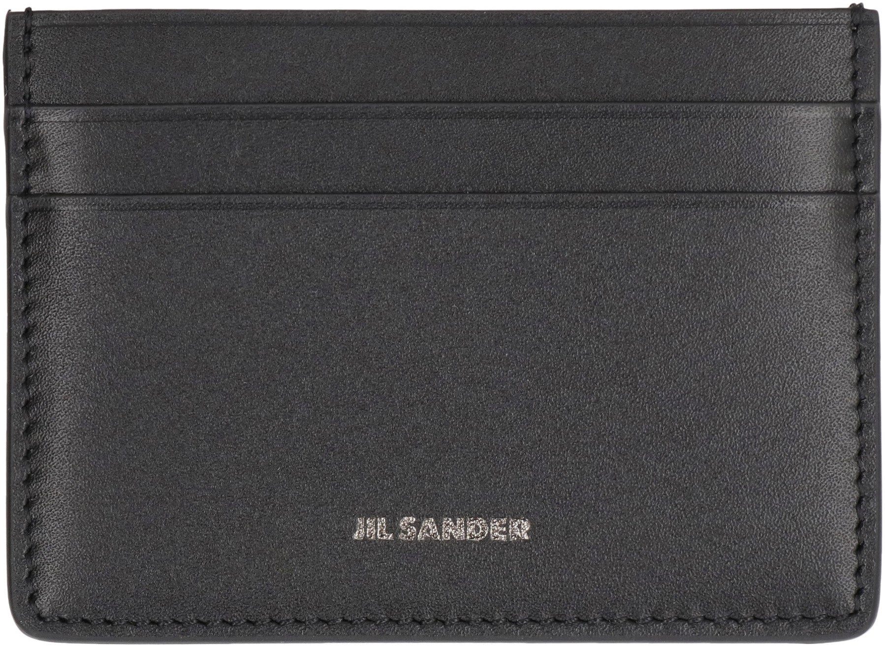 Logo detail leather card holder