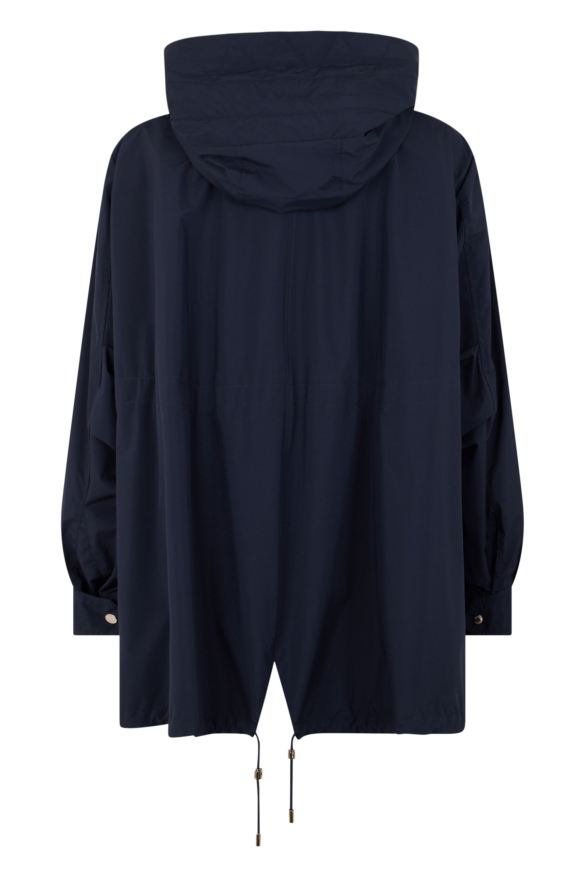Technical coat with dark blue hood