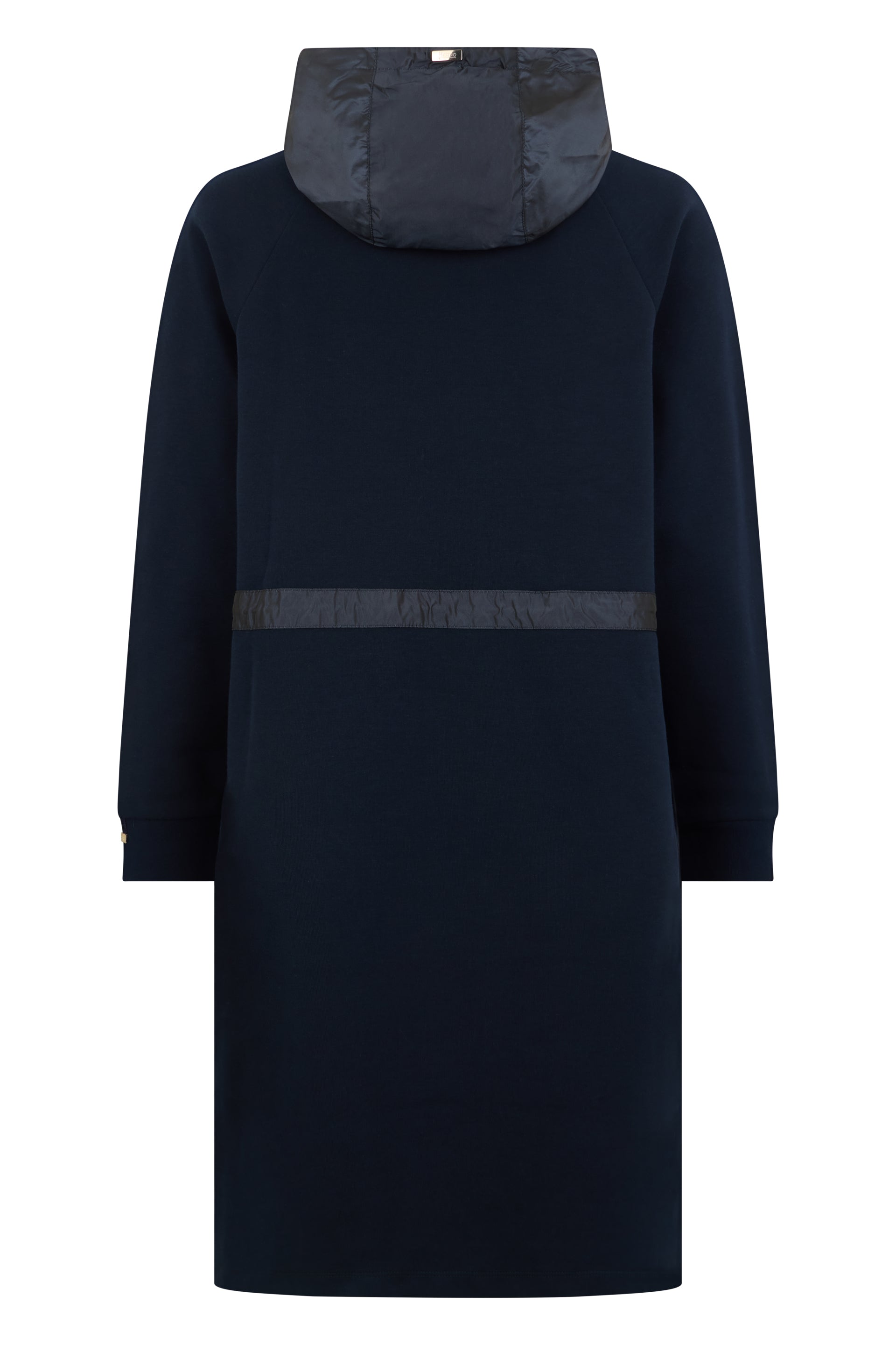 Long dark blue coat with hood