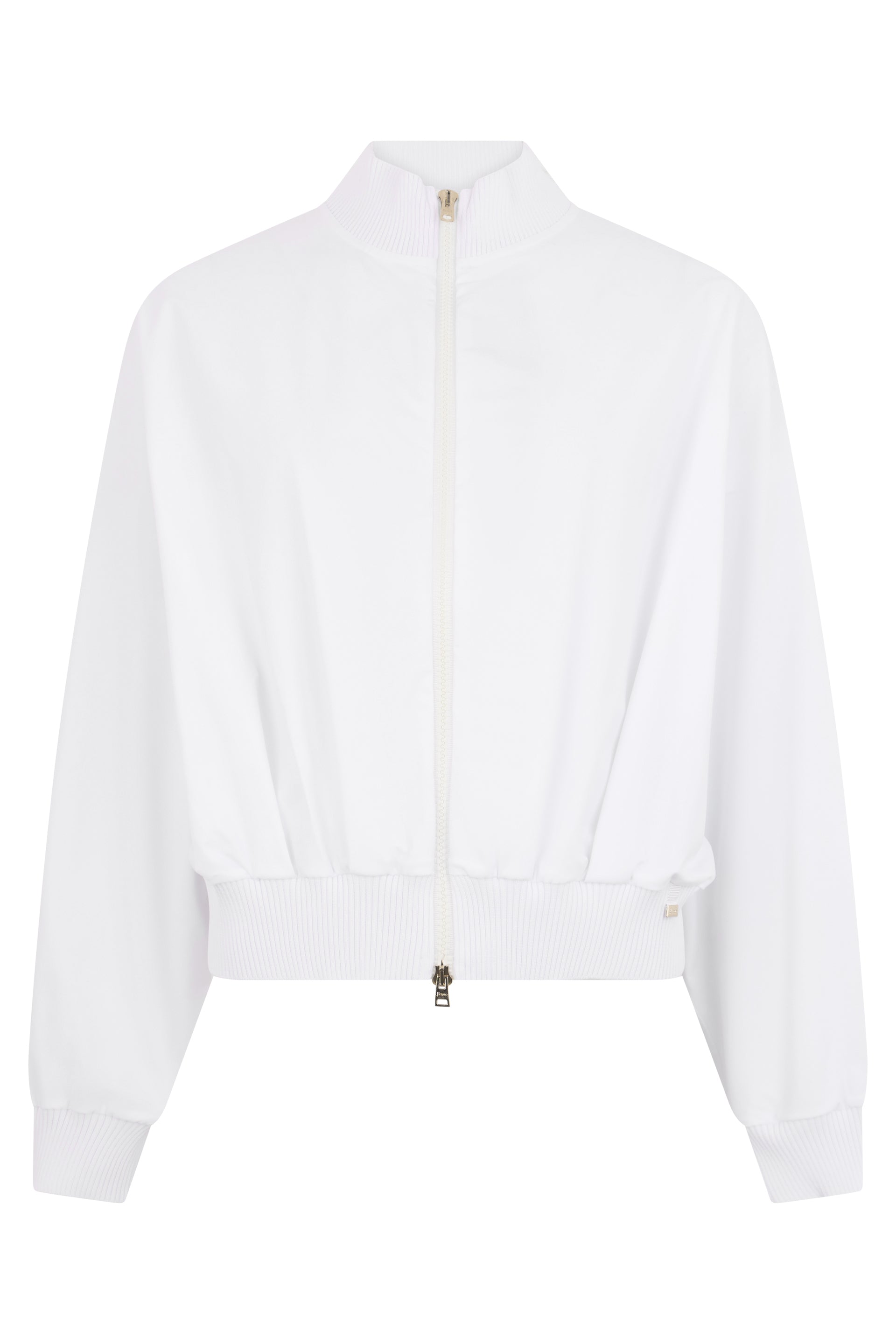 White cropped hoodie with zip and versatile design