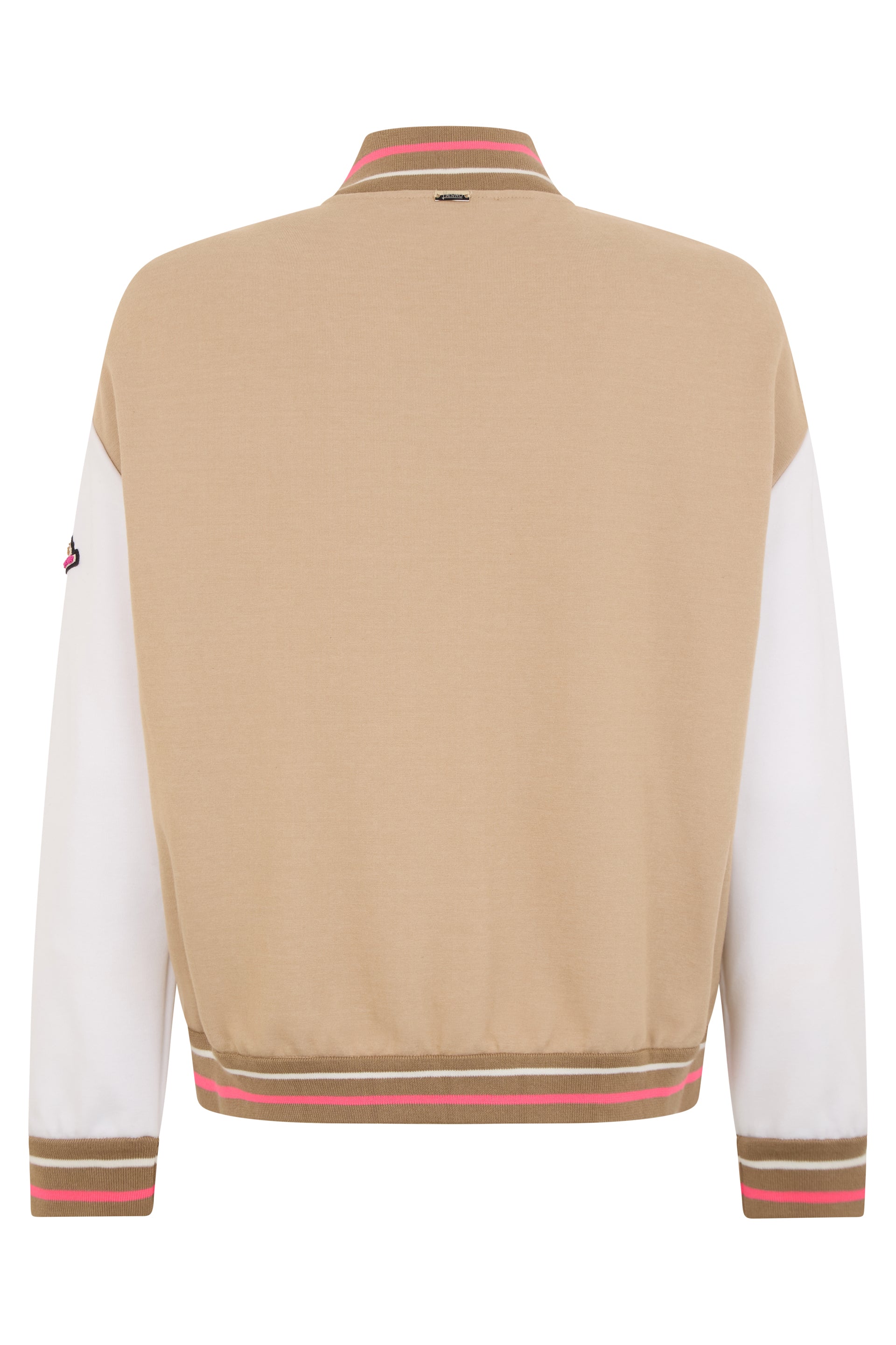 Beige and white bomber jacket, comfortable and versatile