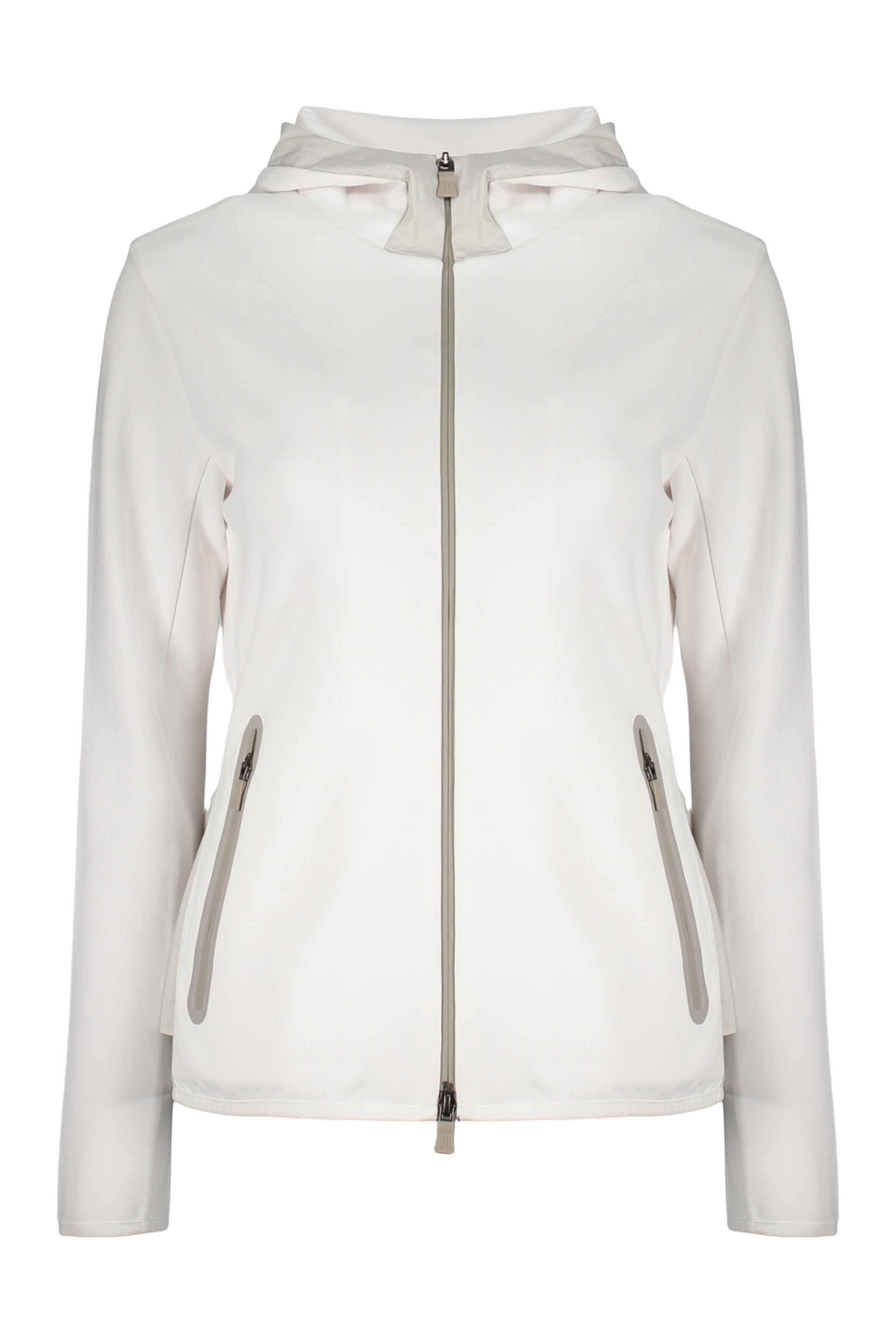 Technical fabric hooded jacket
