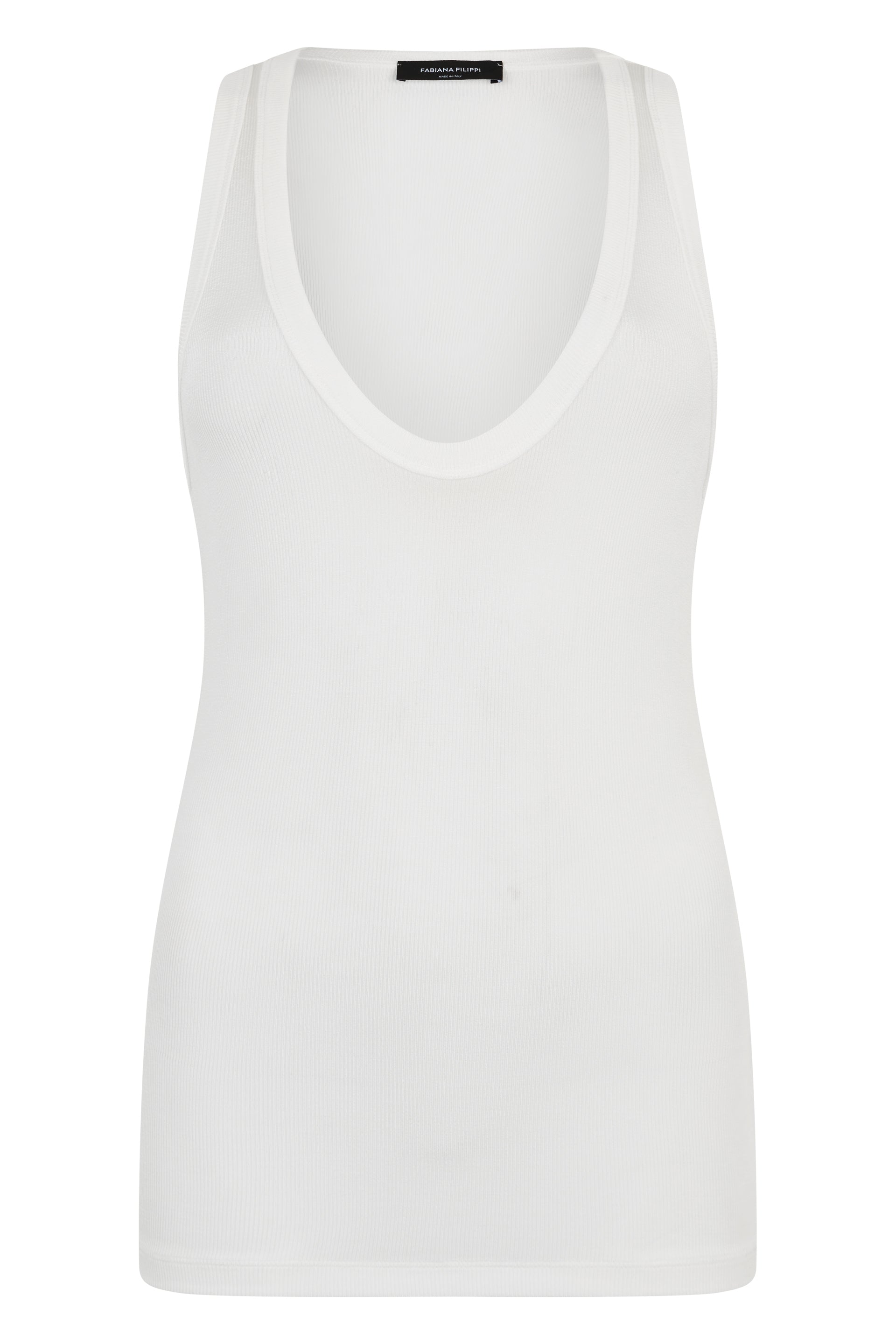 Sleeveless white versatile and comfortable top.