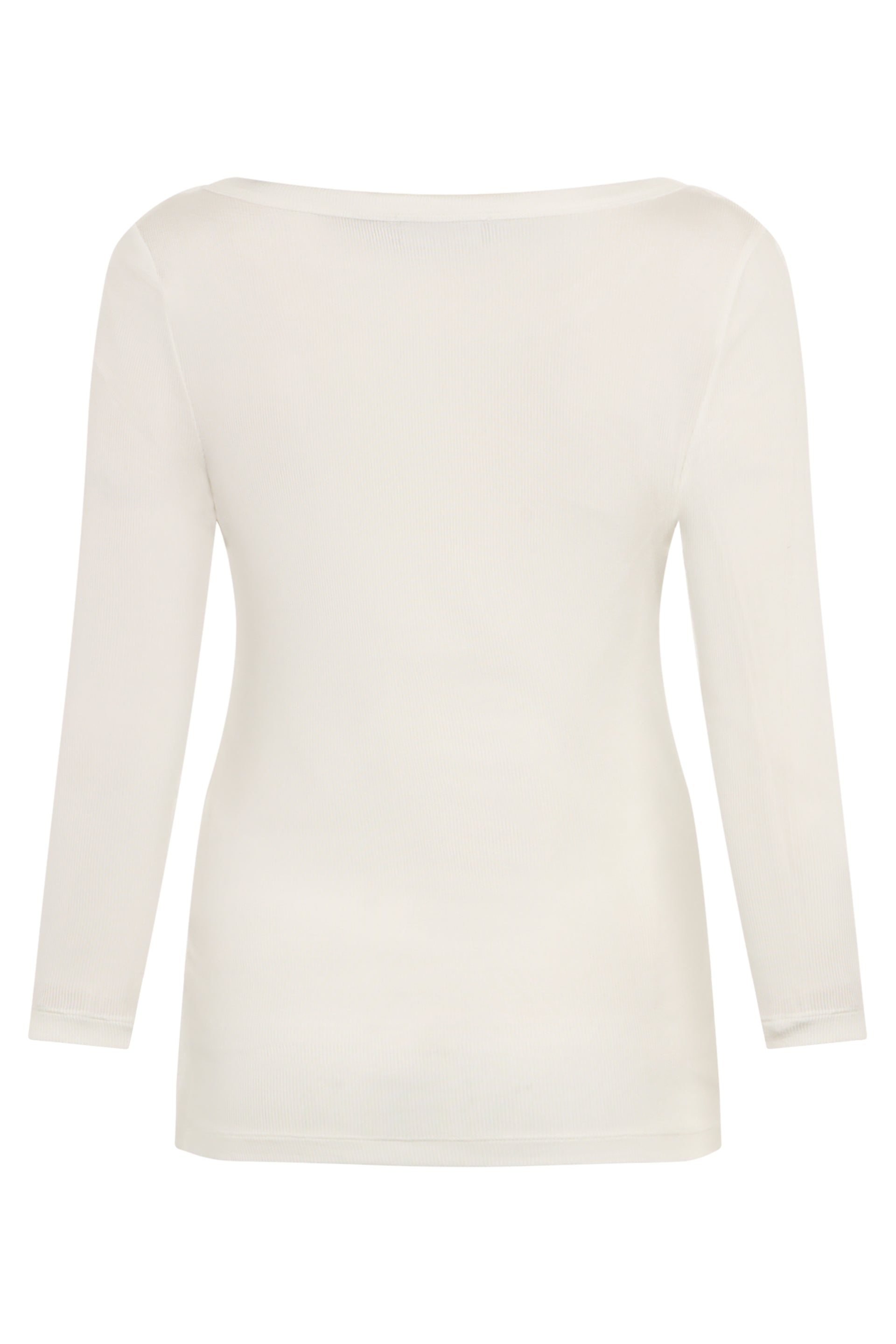 White cream colored elegant top with round neckline.