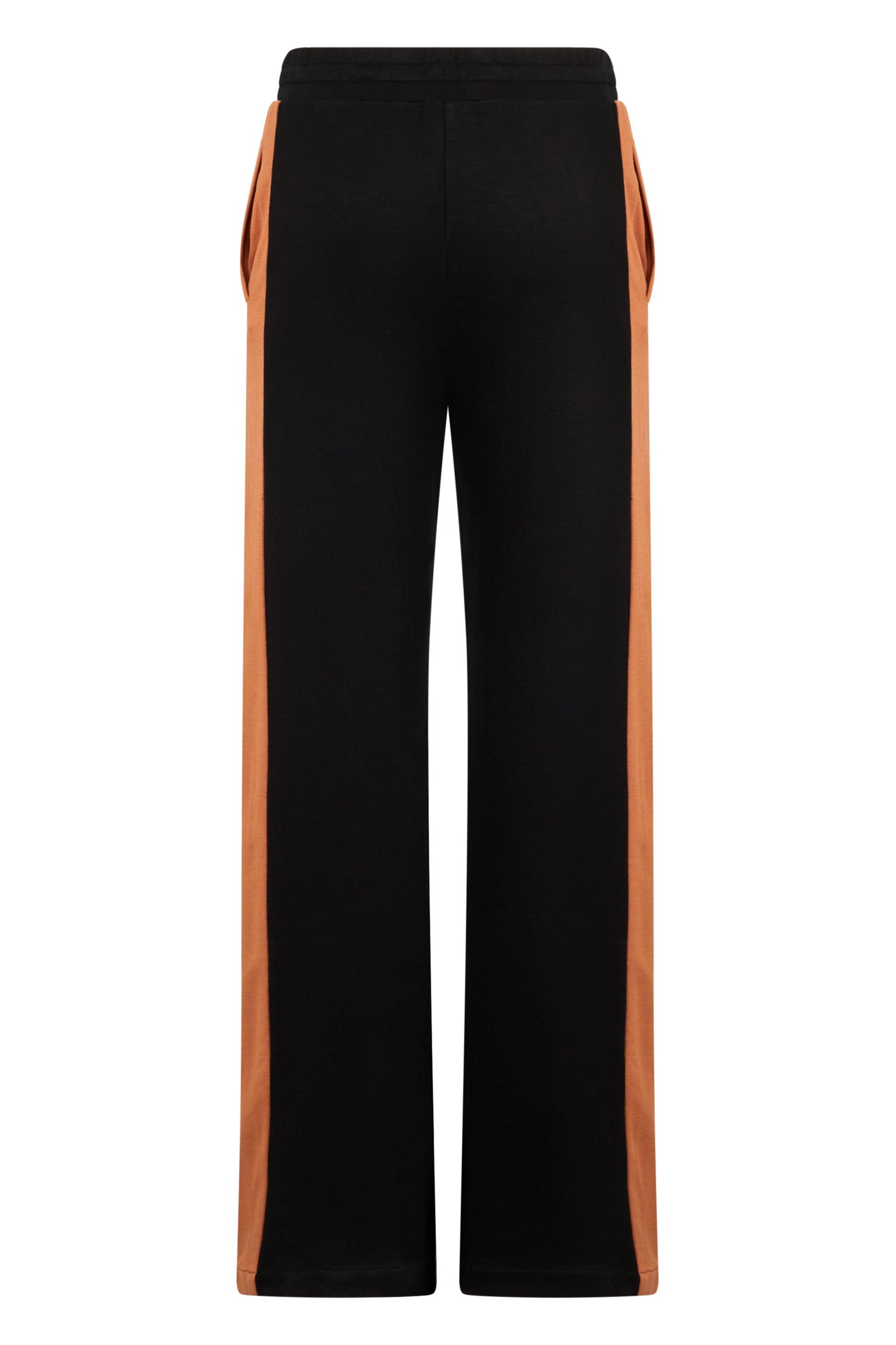 Black long trousers with elasticated waist that offer comfort and style.