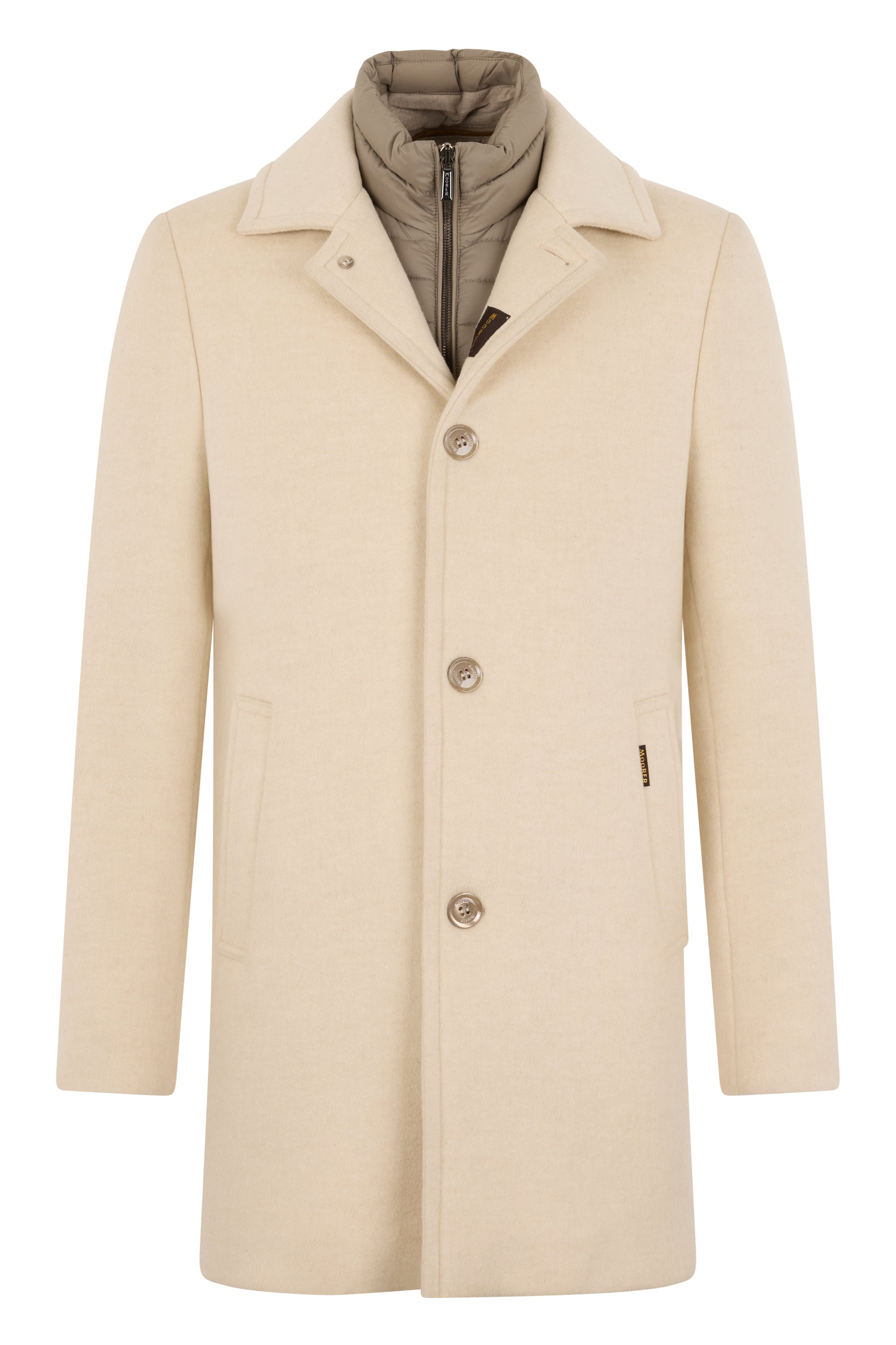 Elegant and versatile sand-colored coat.