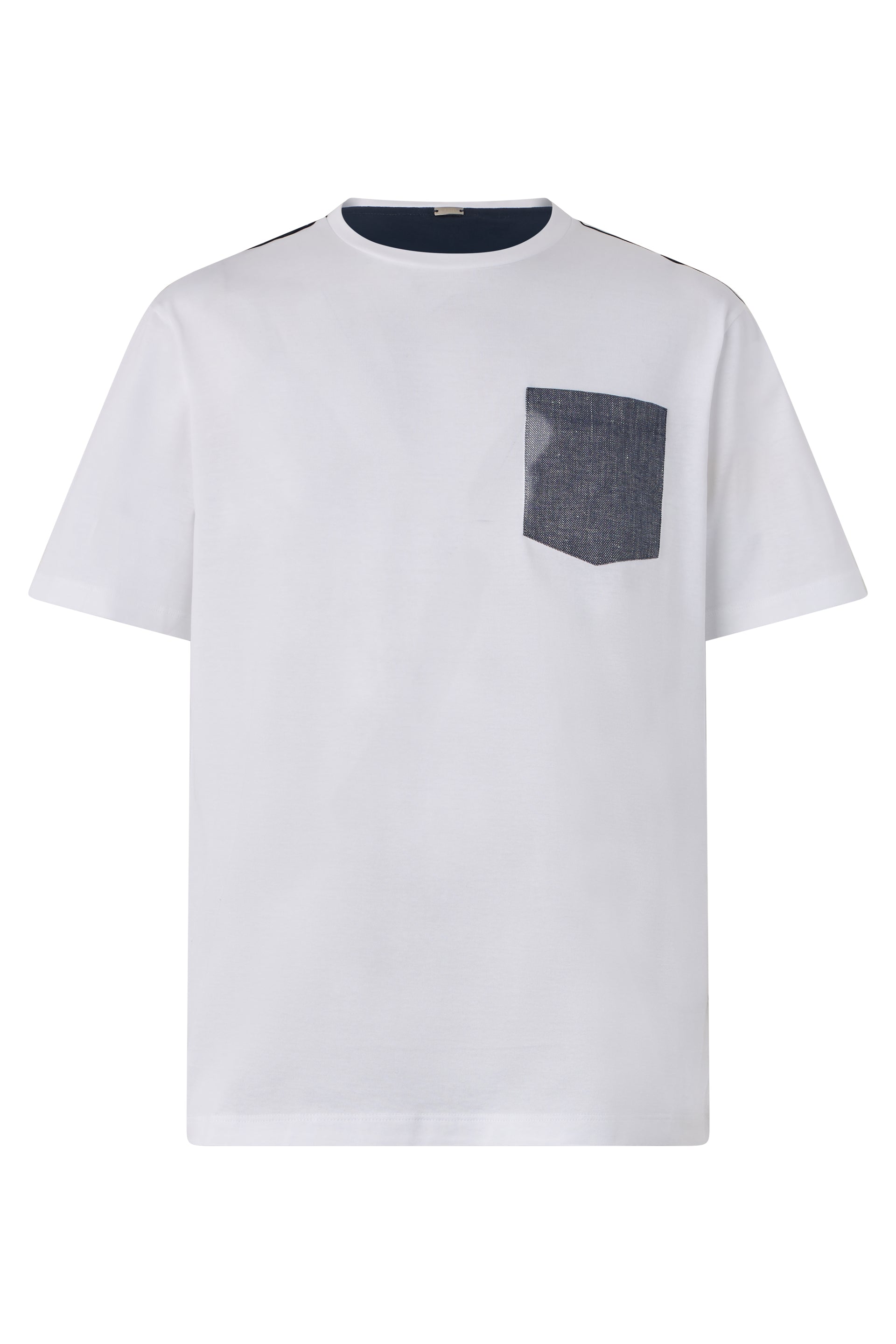 White T-shirt with Elegant Contrast Pocket