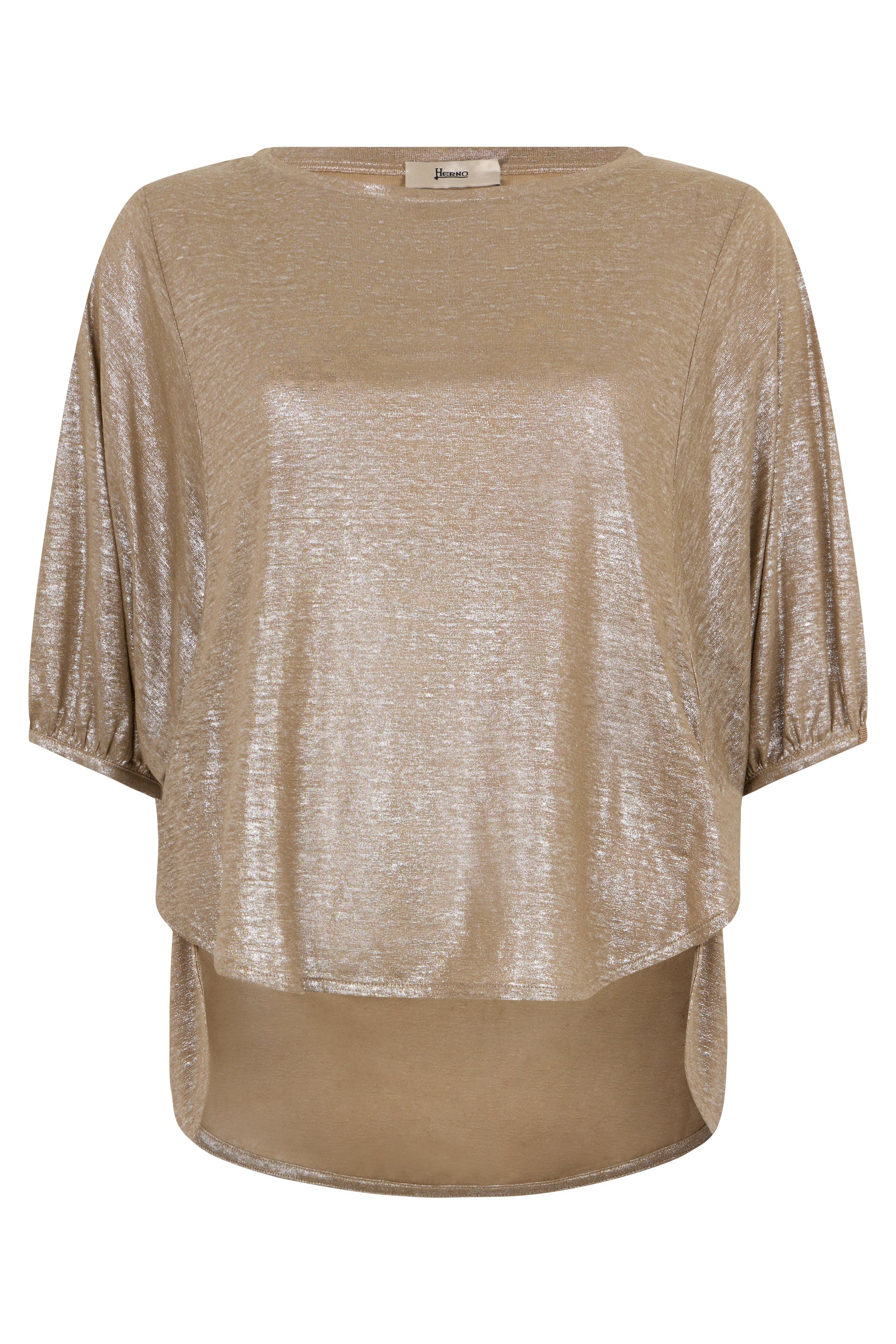 Loose beige long top with kimono sleeves