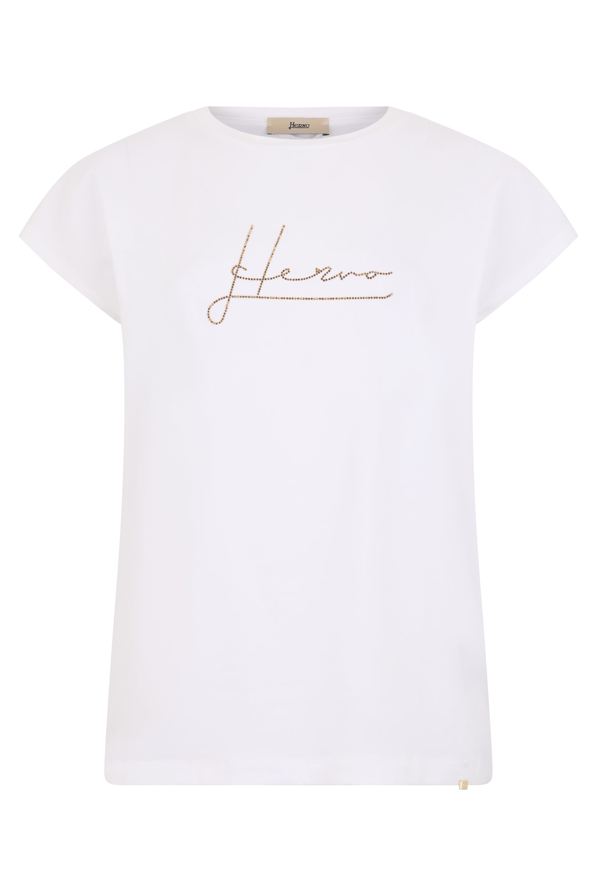 White T-shirt with rhinestone logo