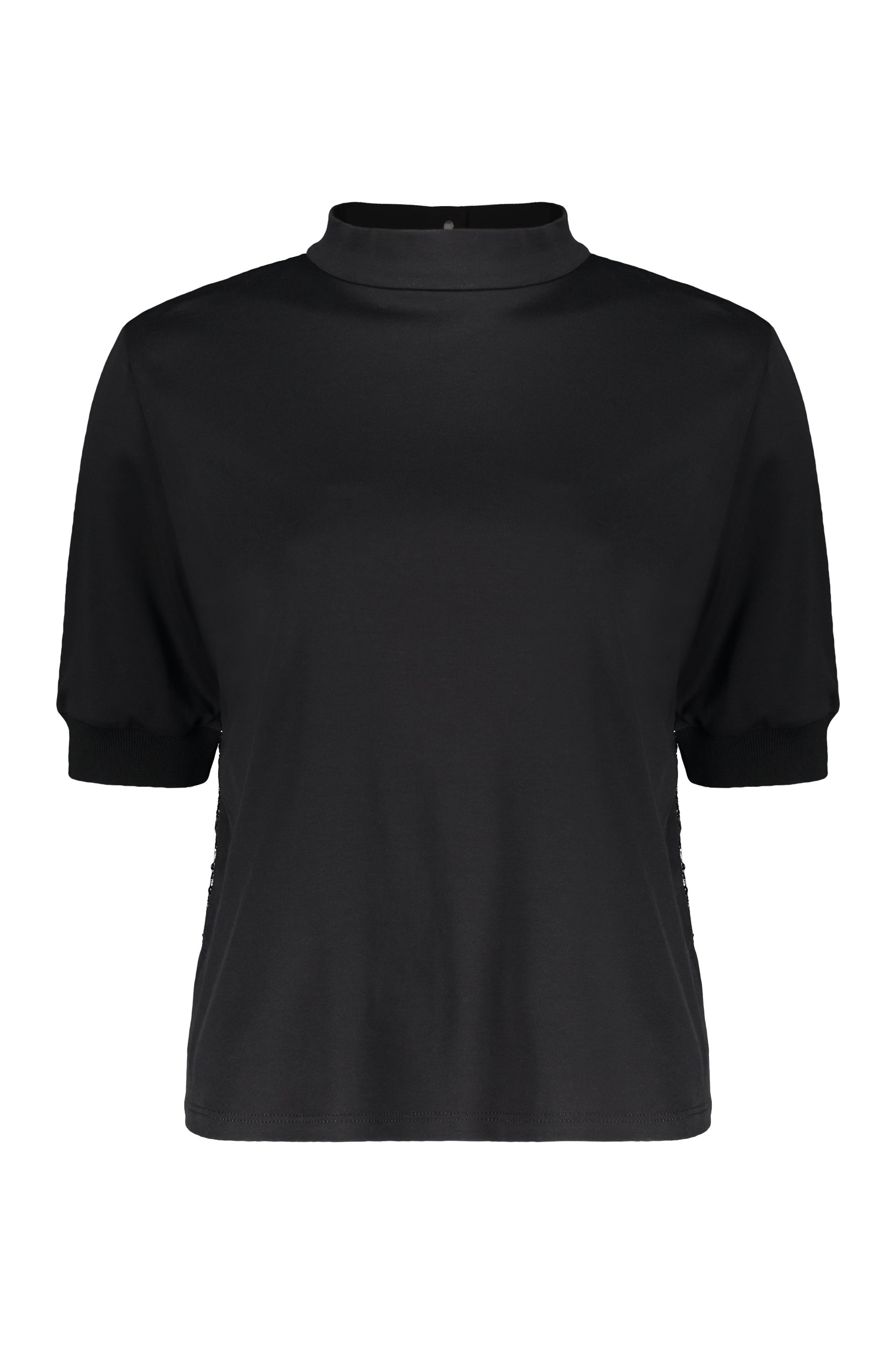 Elegant black blouse, short sleeves, versatile