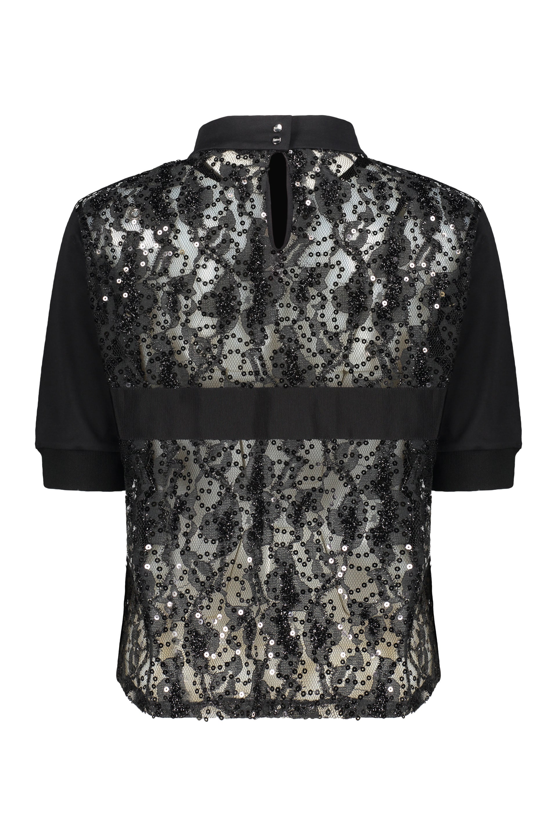 Elegant black blouse, short sleeves, versatile